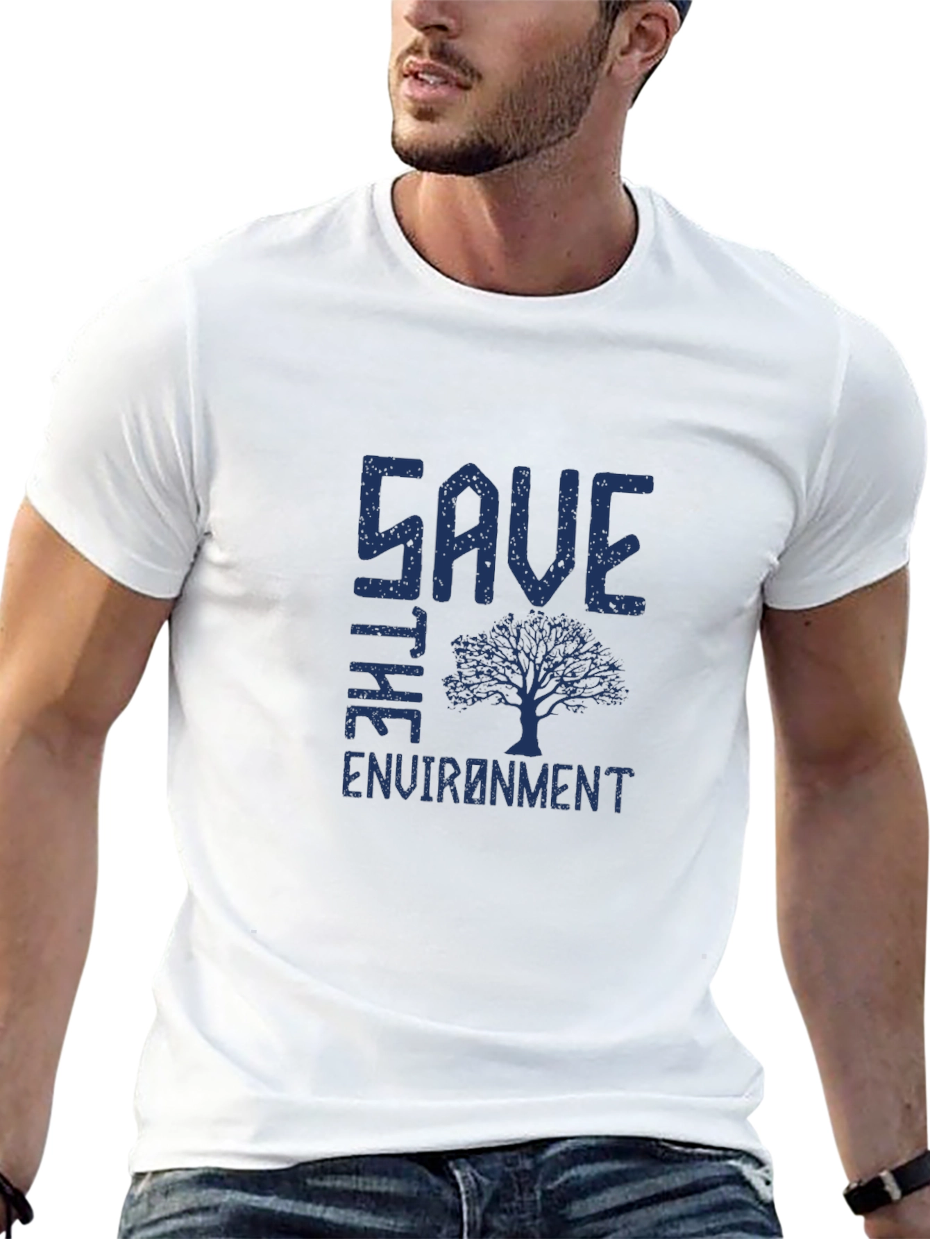 Save the Environment Tree Graphic T-Shirt - Black