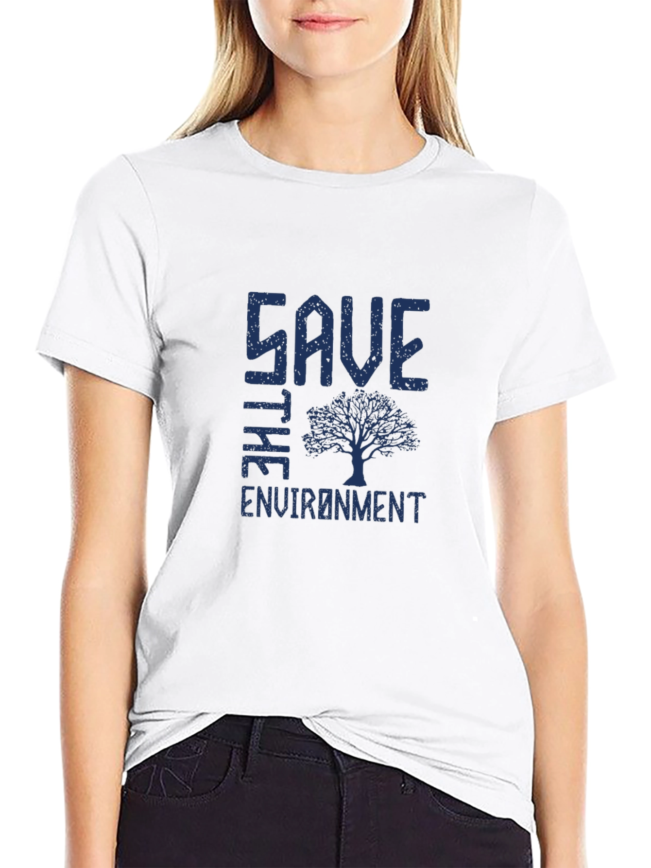 Save the Environment Tree Graphic T-Shirt - Black