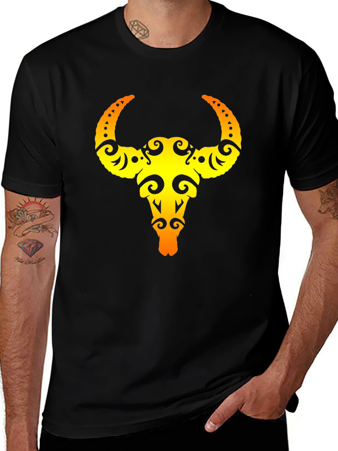 Bull Skull Graphic Tee - Black