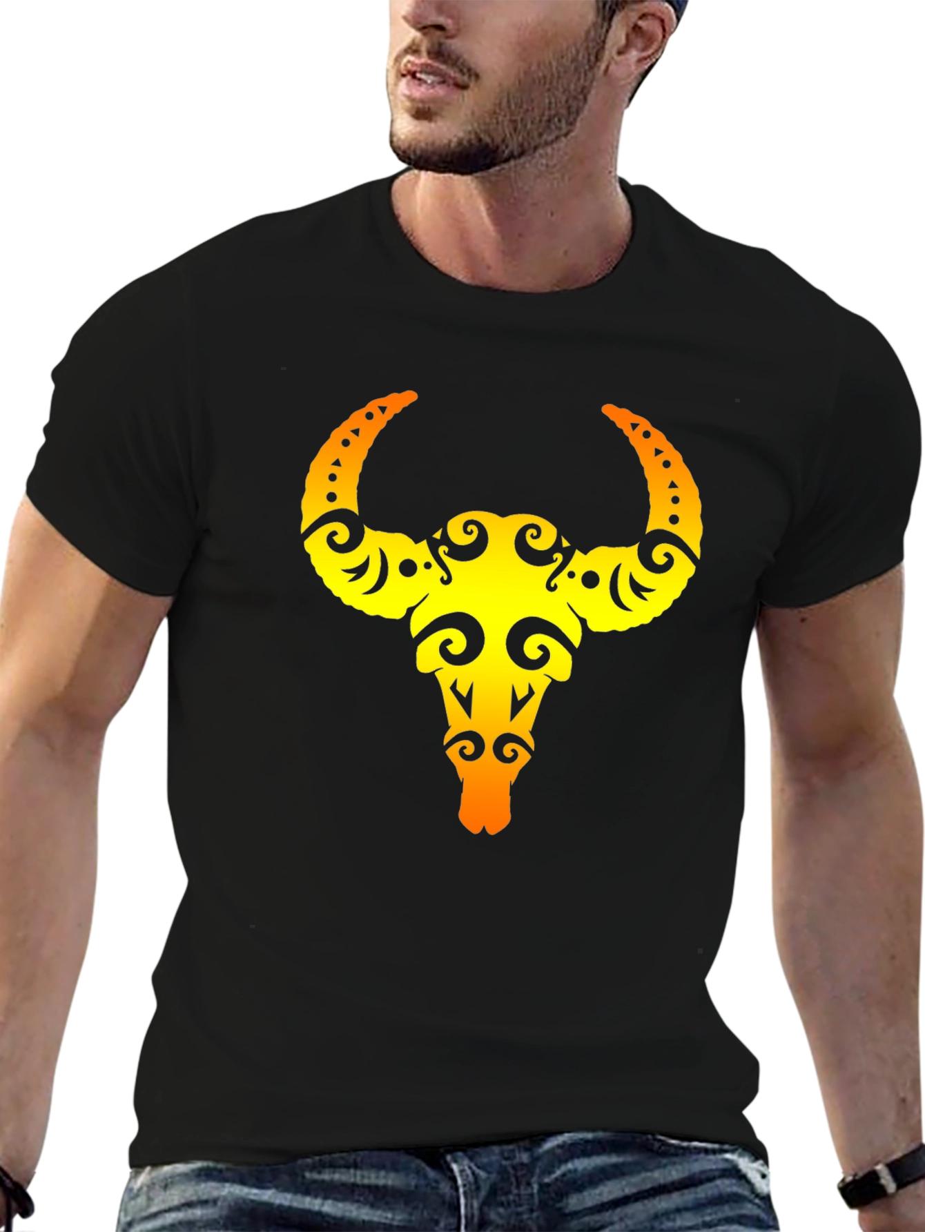 Bull Skull Graphic Tee - Black