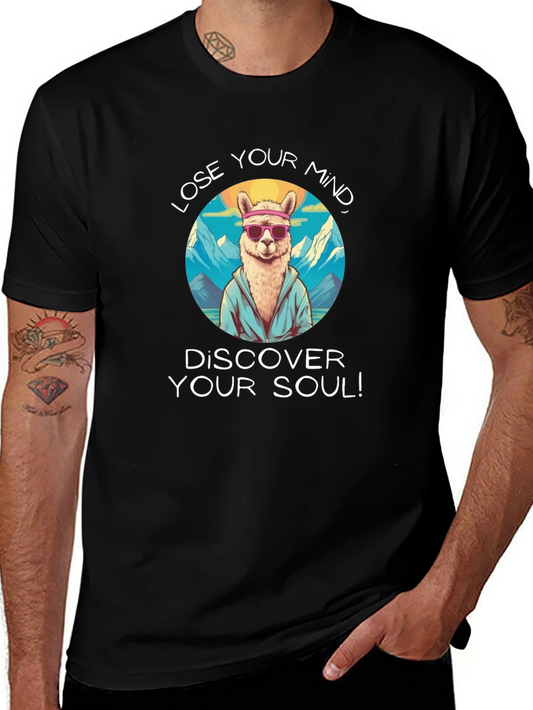 Cool Llama Graphic T-Shirt - Lose Your Mind Discover Your Soul