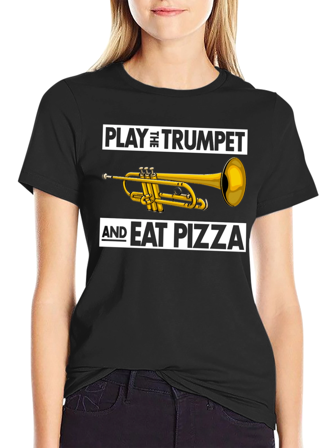 Play Trumpet & Eat Pizza Graphic T-Shirt