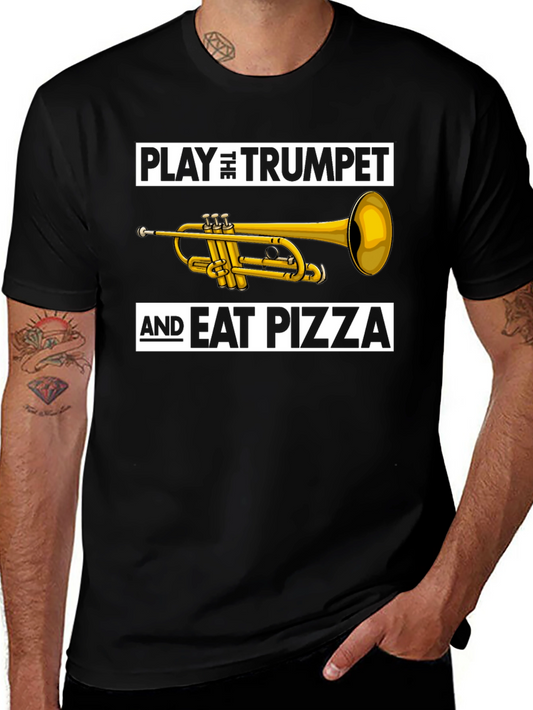 Play Trumpet & Eat Pizza Graphic T-Shirt