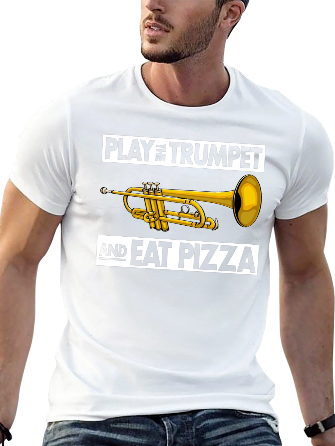Play Trumpet & Eat Pizza Graphic T-Shirt