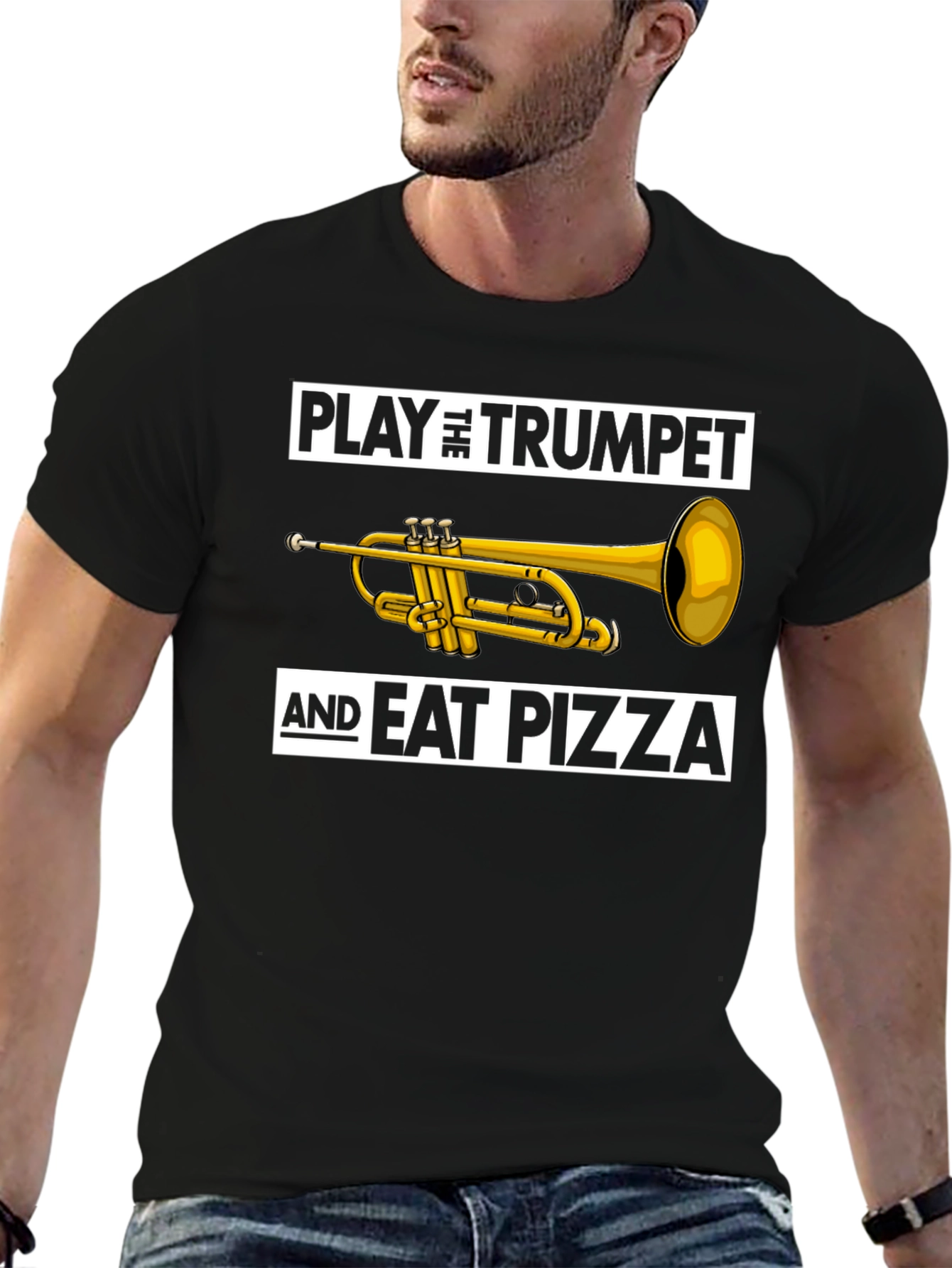 Play Trumpet & Eat Pizza Graphic T-Shirt