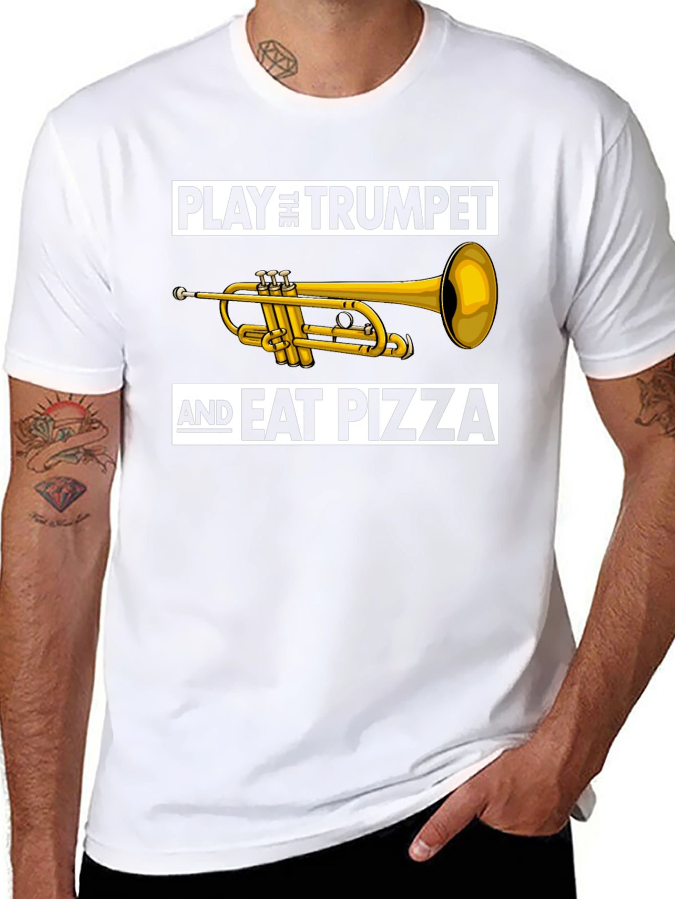 Play Trumpet & Eat Pizza Graphic T-Shirt
