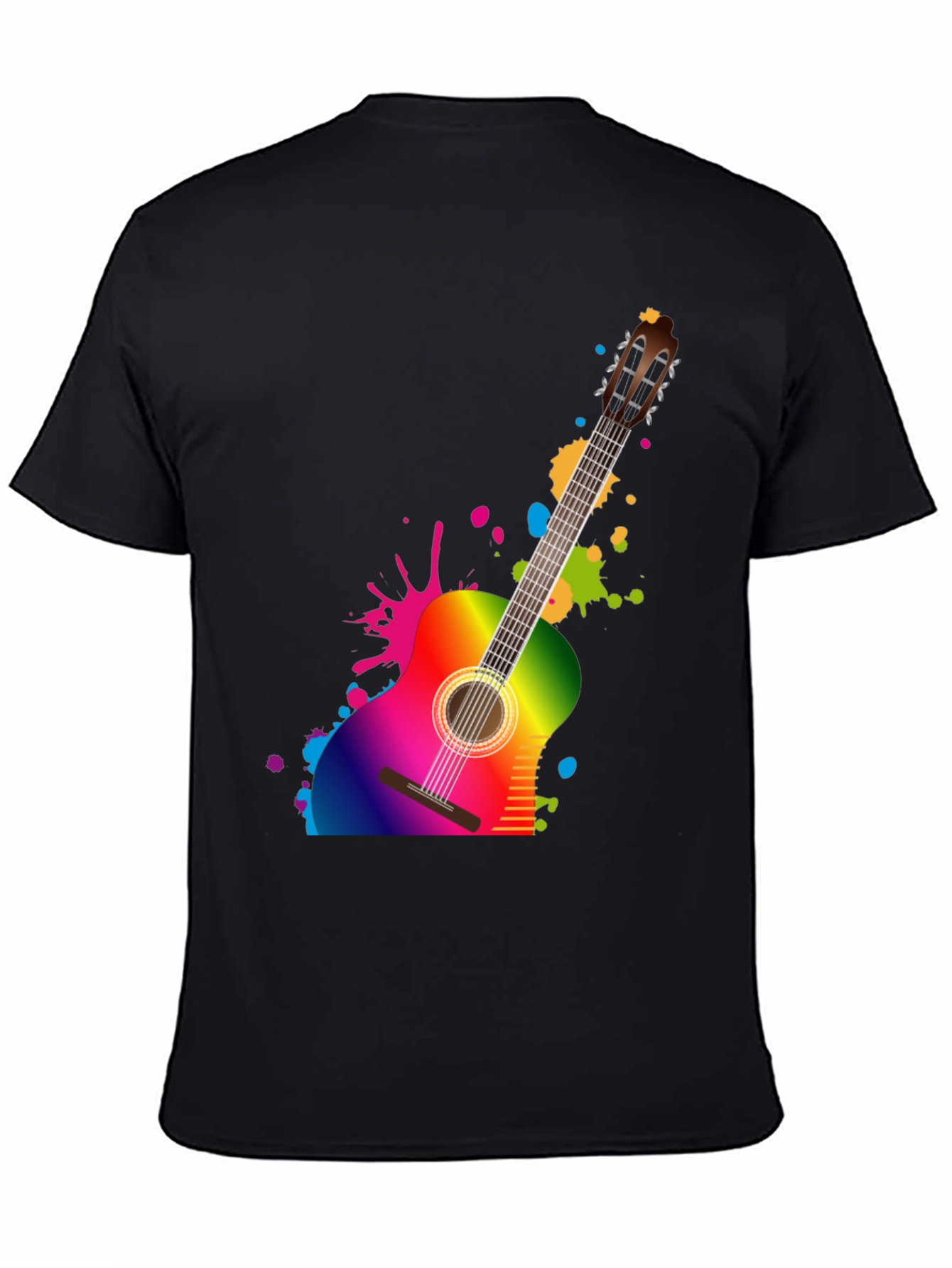 Rainbow Guitar Graphic Black T-Shirt