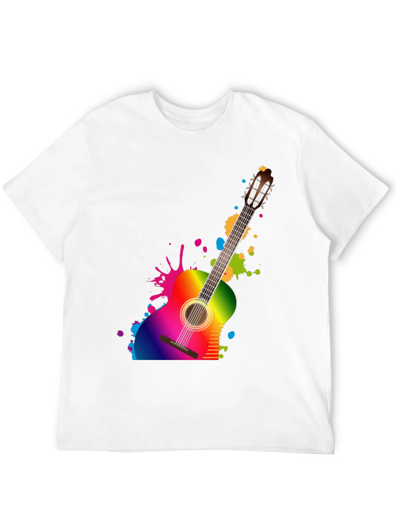 Rainbow Guitar Graphic Black T-Shirt