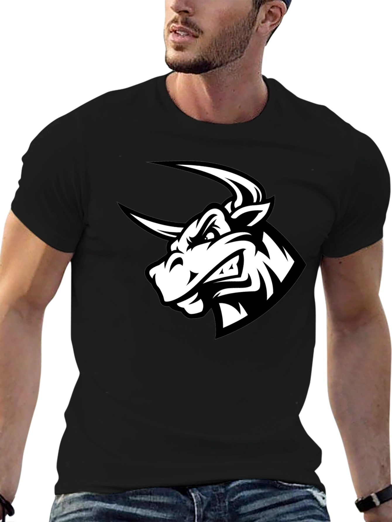 Black Bull Graphic Tee - Mens Crew Neck T-Shirt