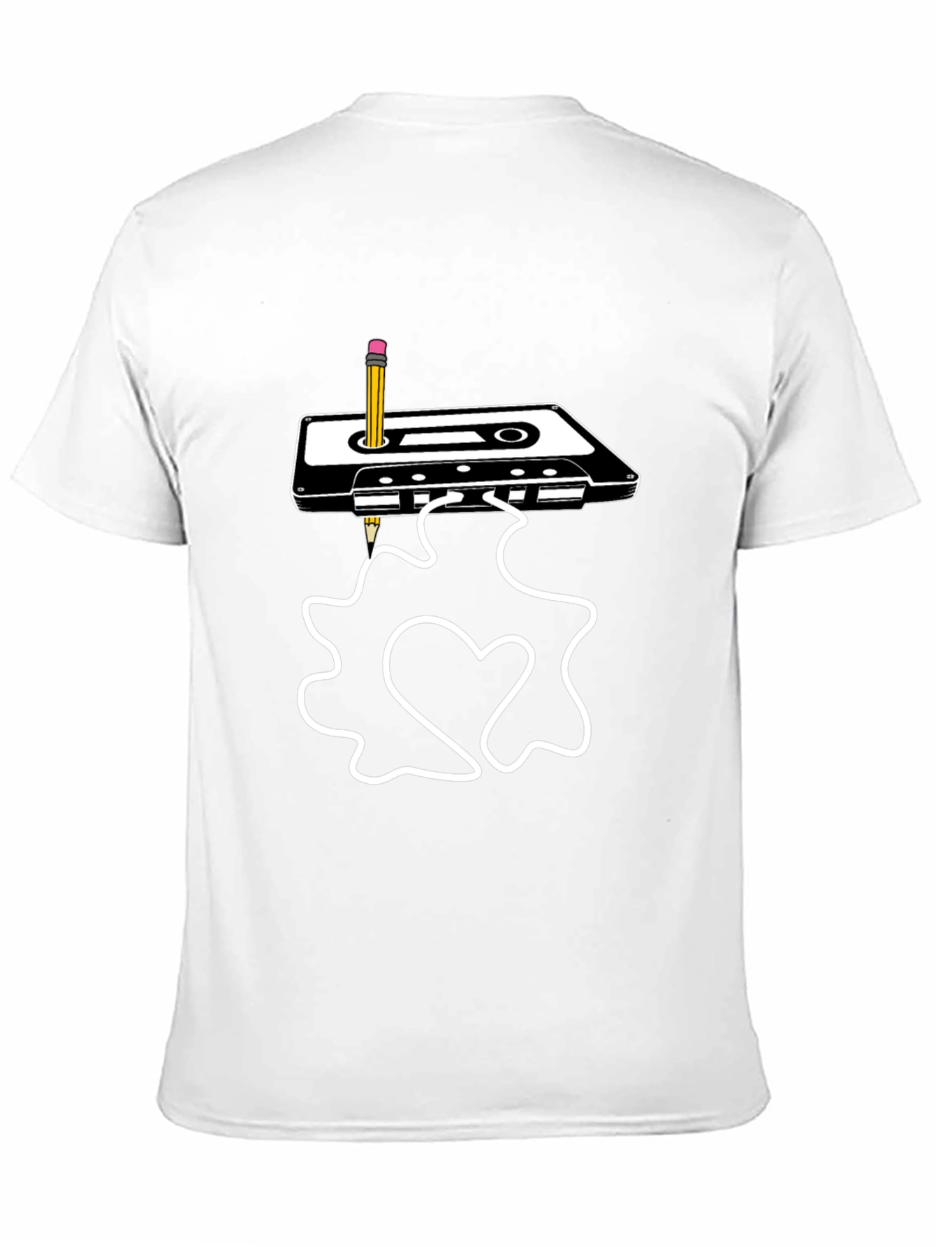 Retro Cassette & Pencil Graphic Tee - Black