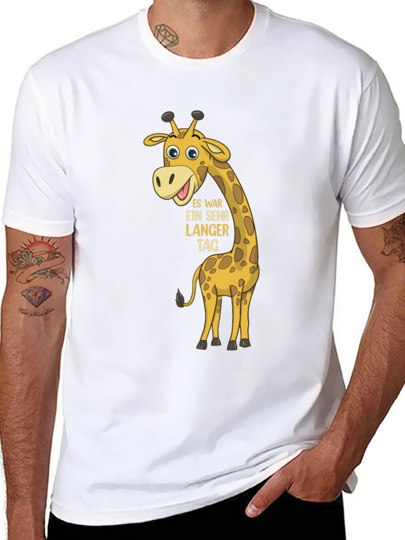 Giraffe Cartoon Black T-Shirt