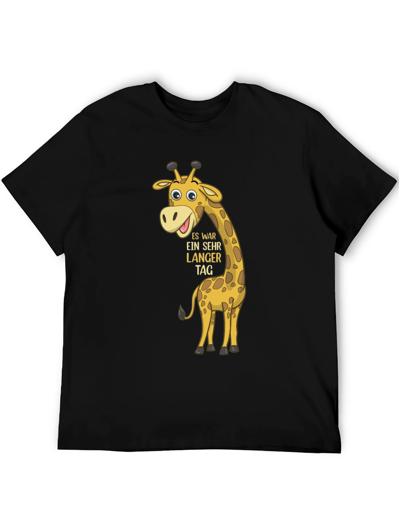Giraffe Cartoon Black T-Shirt