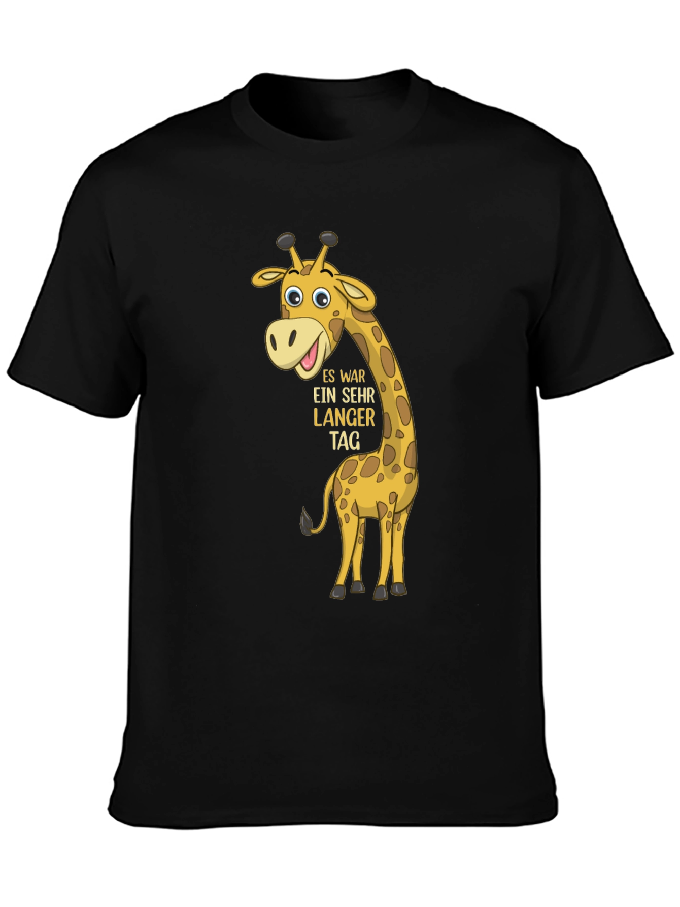 Giraffe Cartoon Black T-Shirt
