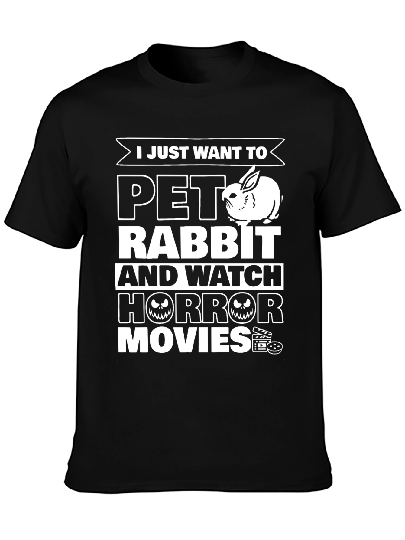 Pet Rabbit and Horror Movies Graphic T-Shirt