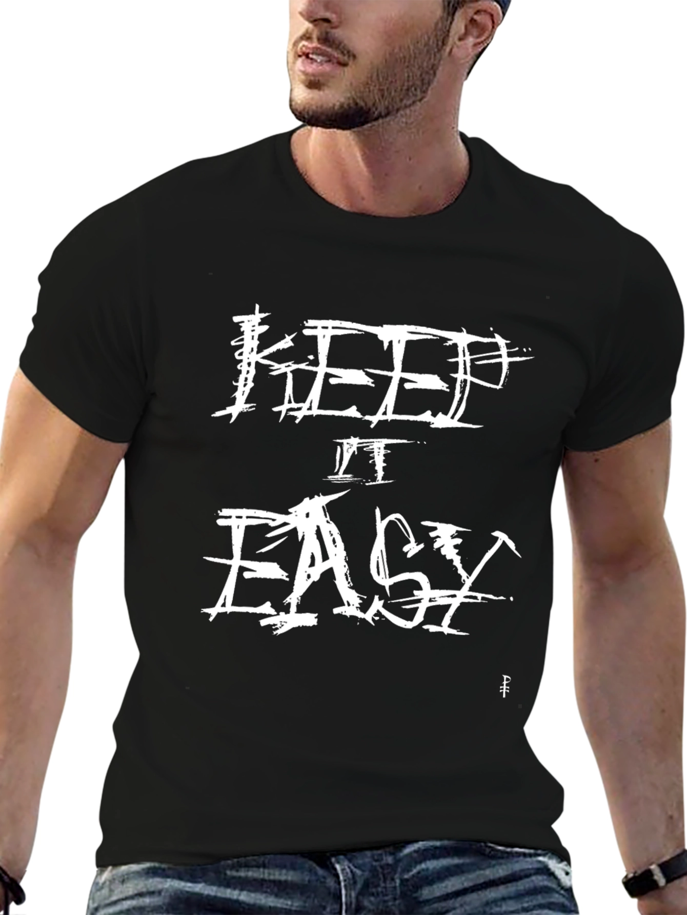 Keep It Easy Black Graphic T-Shirt