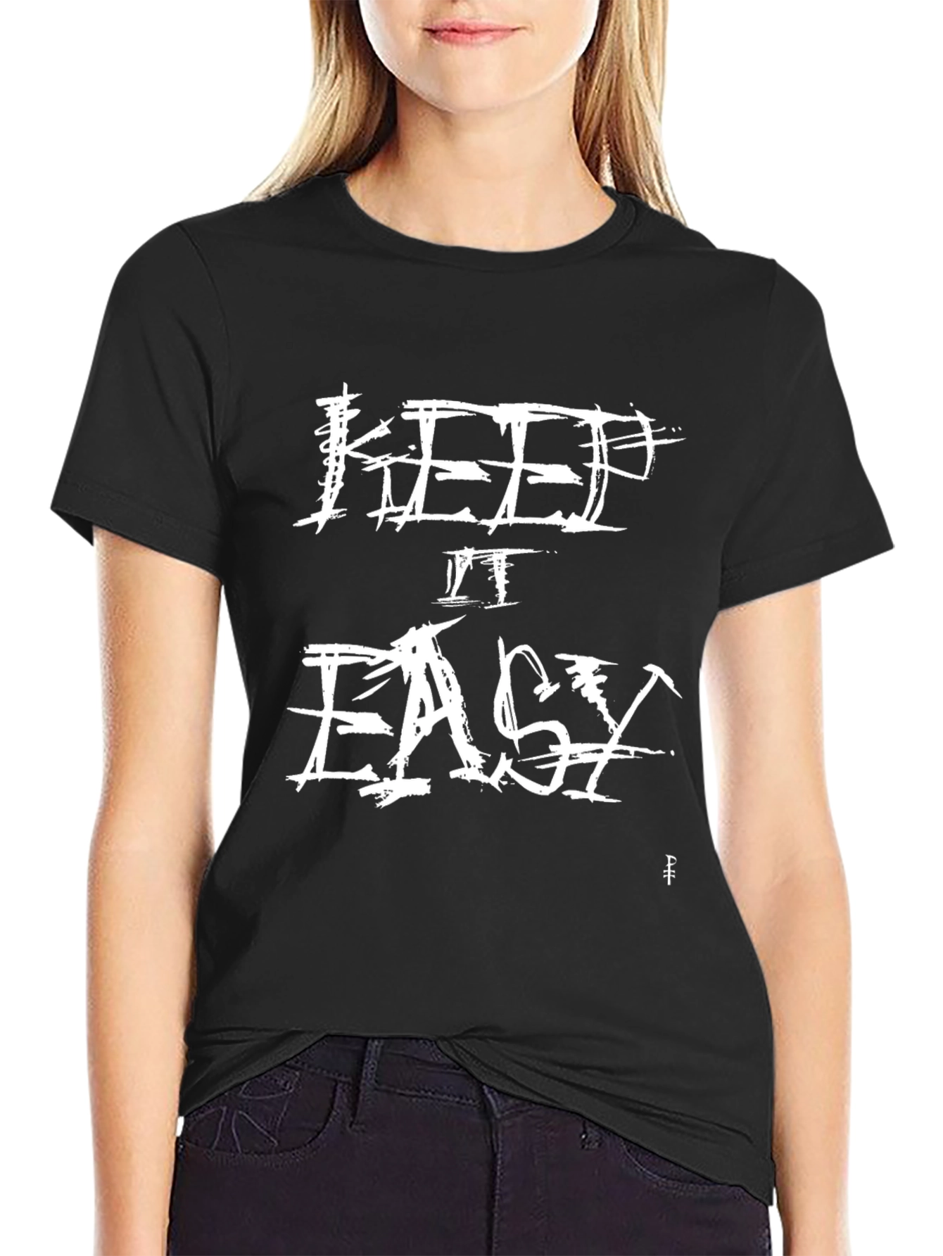Keep It Easy Black Graphic T-Shirt