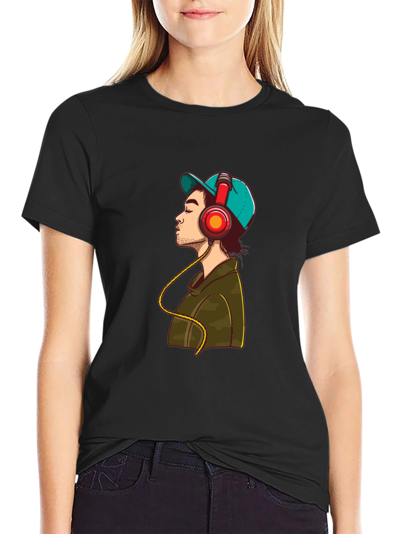 Man in Headphones Graphic T-Shirt