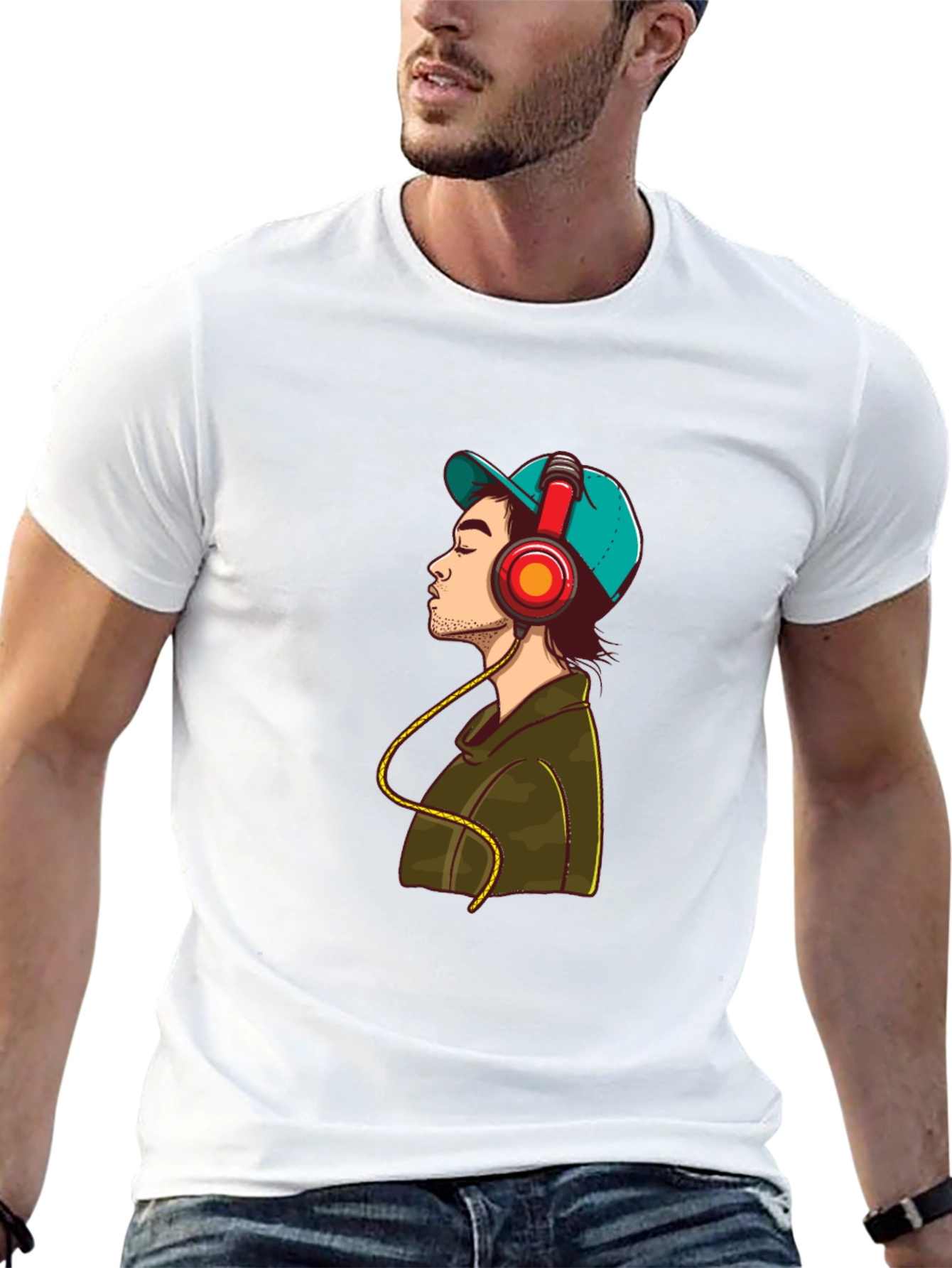 Man in Headphones Graphic T-Shirt