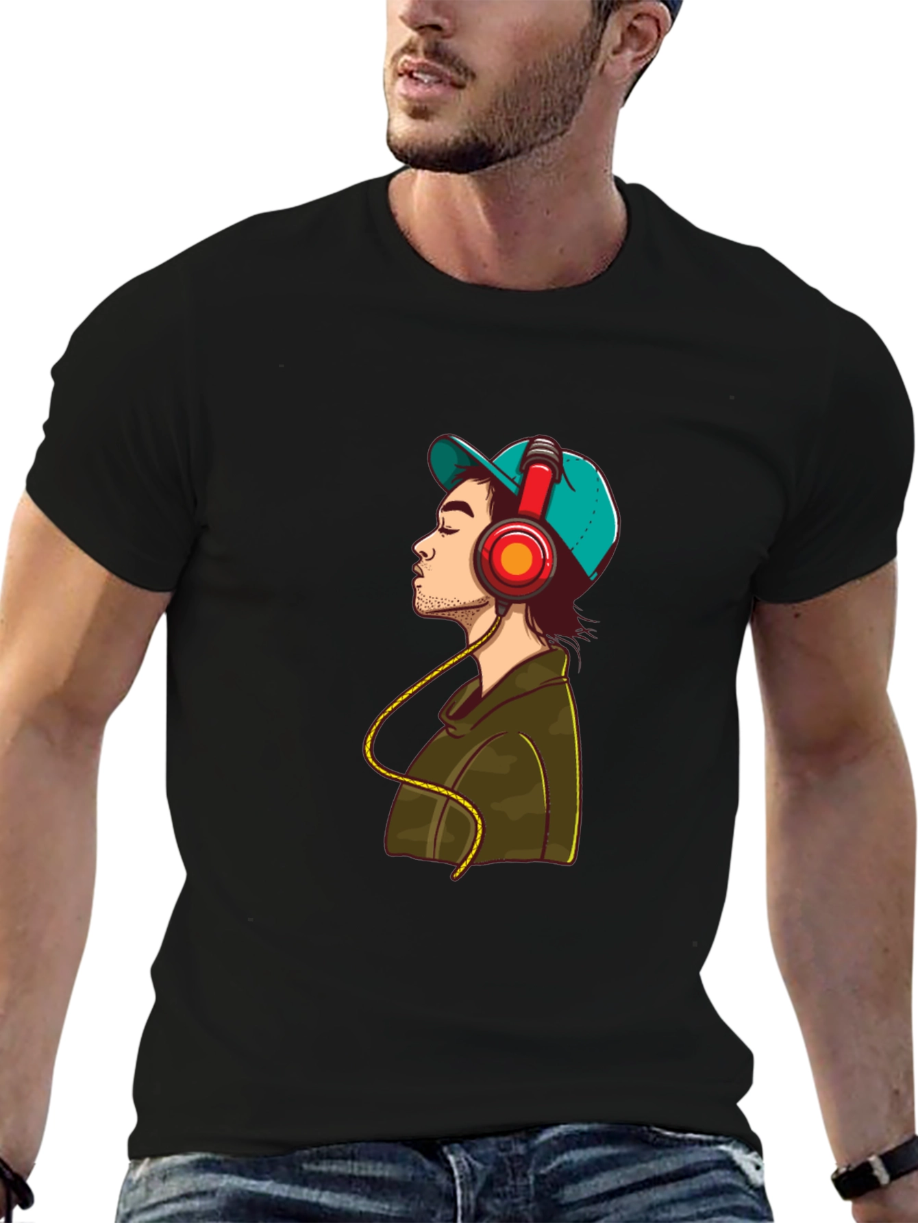 Man in Headphones Graphic T-Shirt