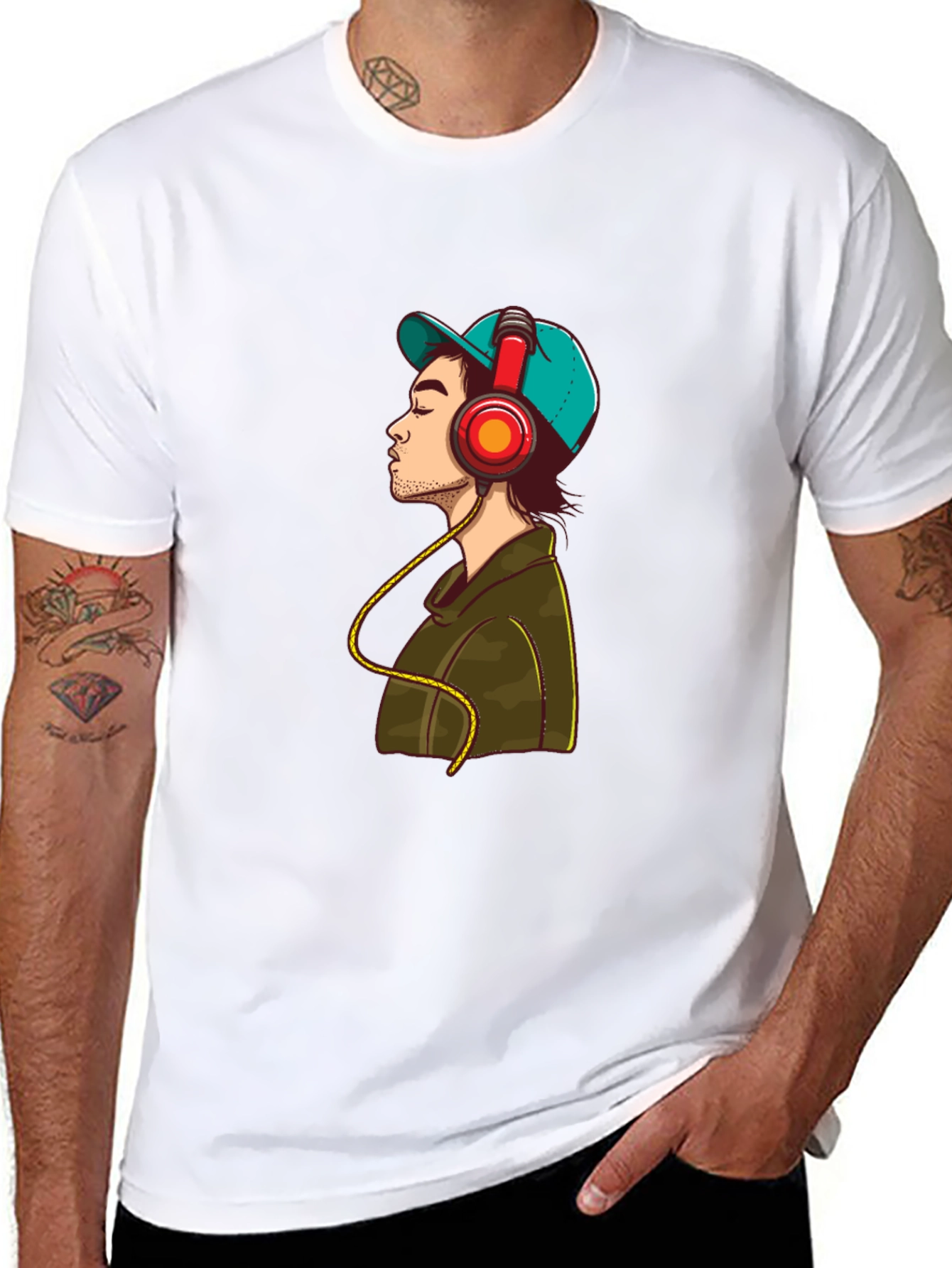Man in Headphones Graphic T-Shirt