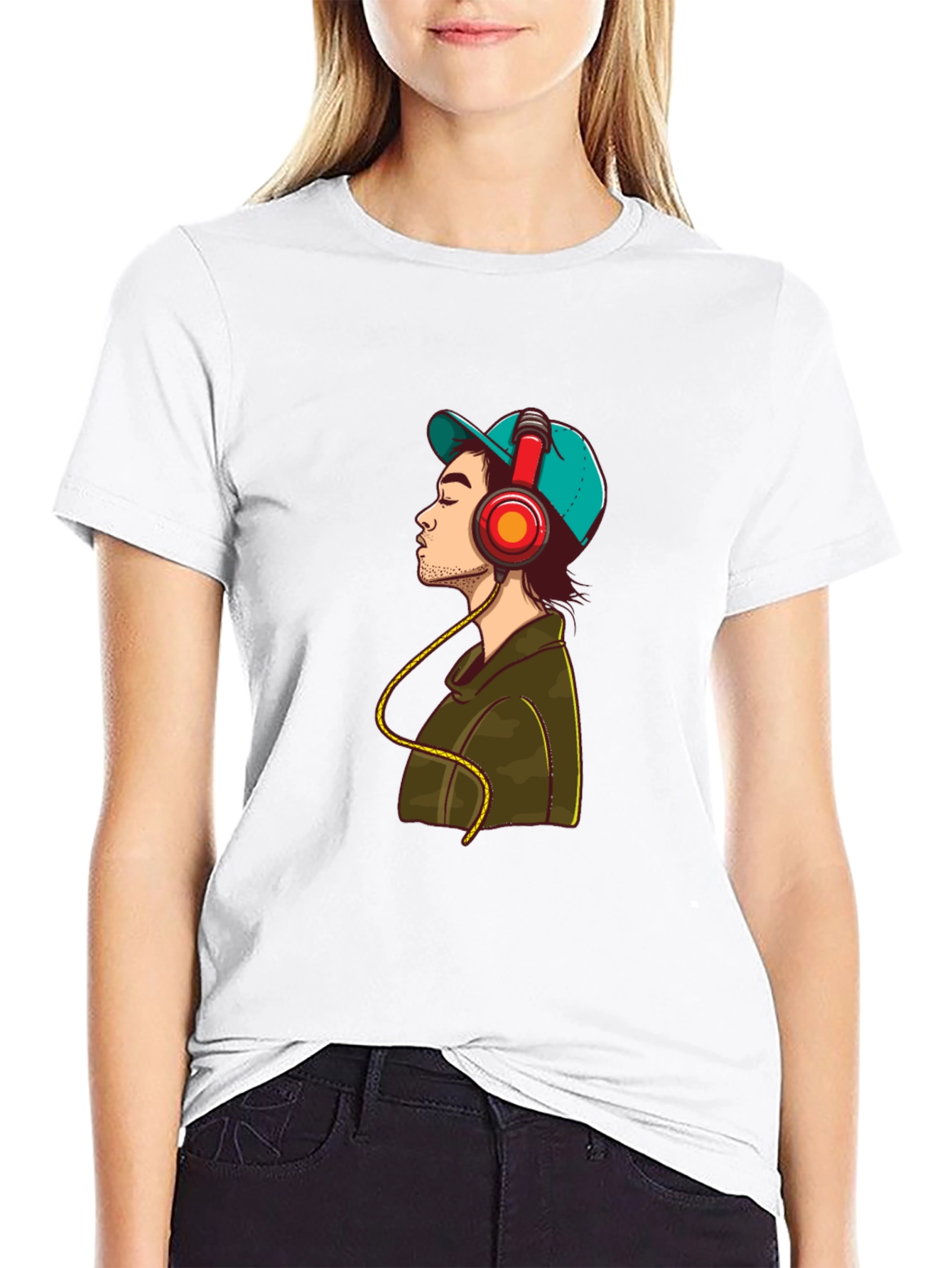Man in Headphones Graphic T-Shirt