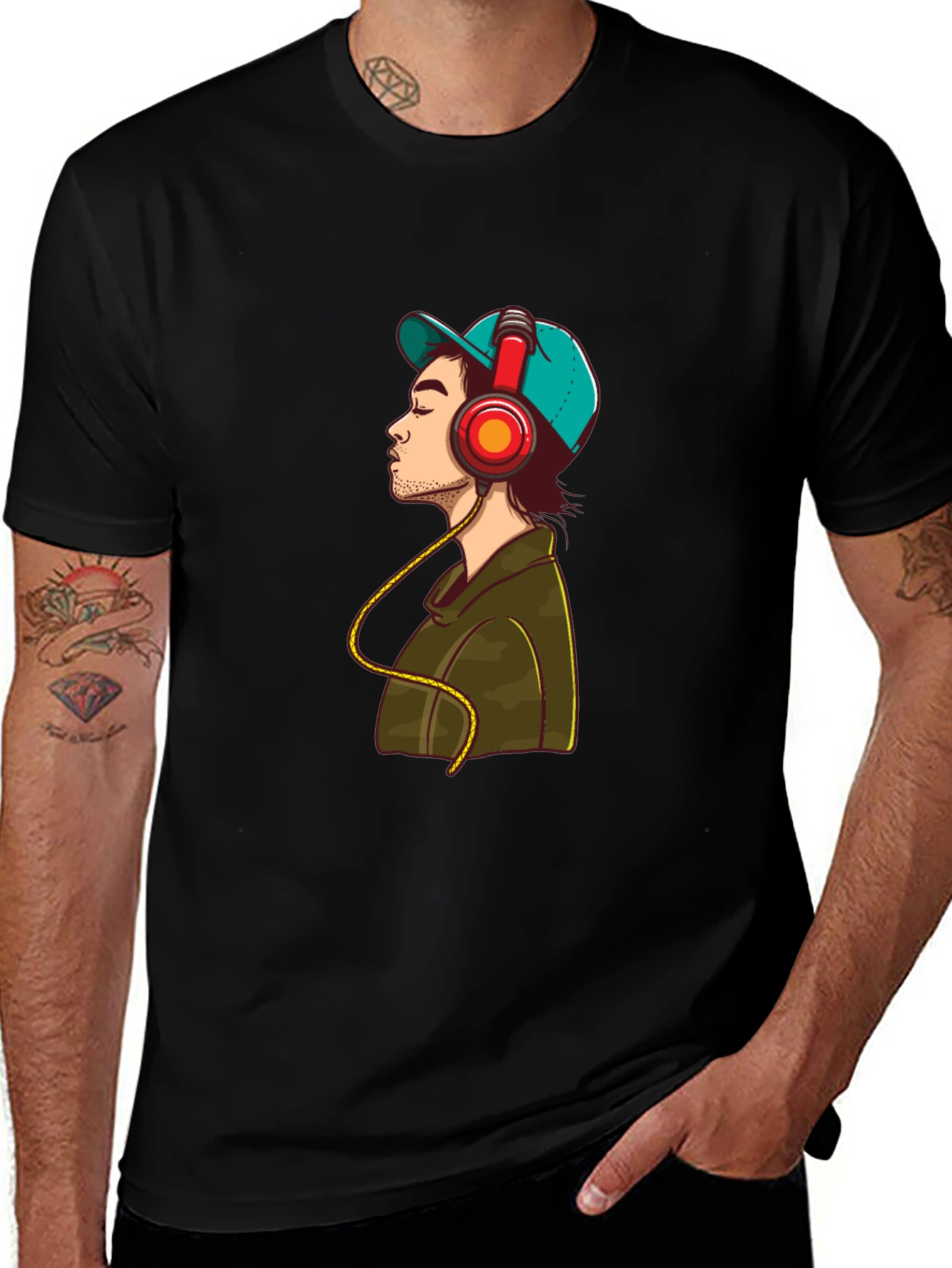 Man in Headphones Graphic T-Shirt