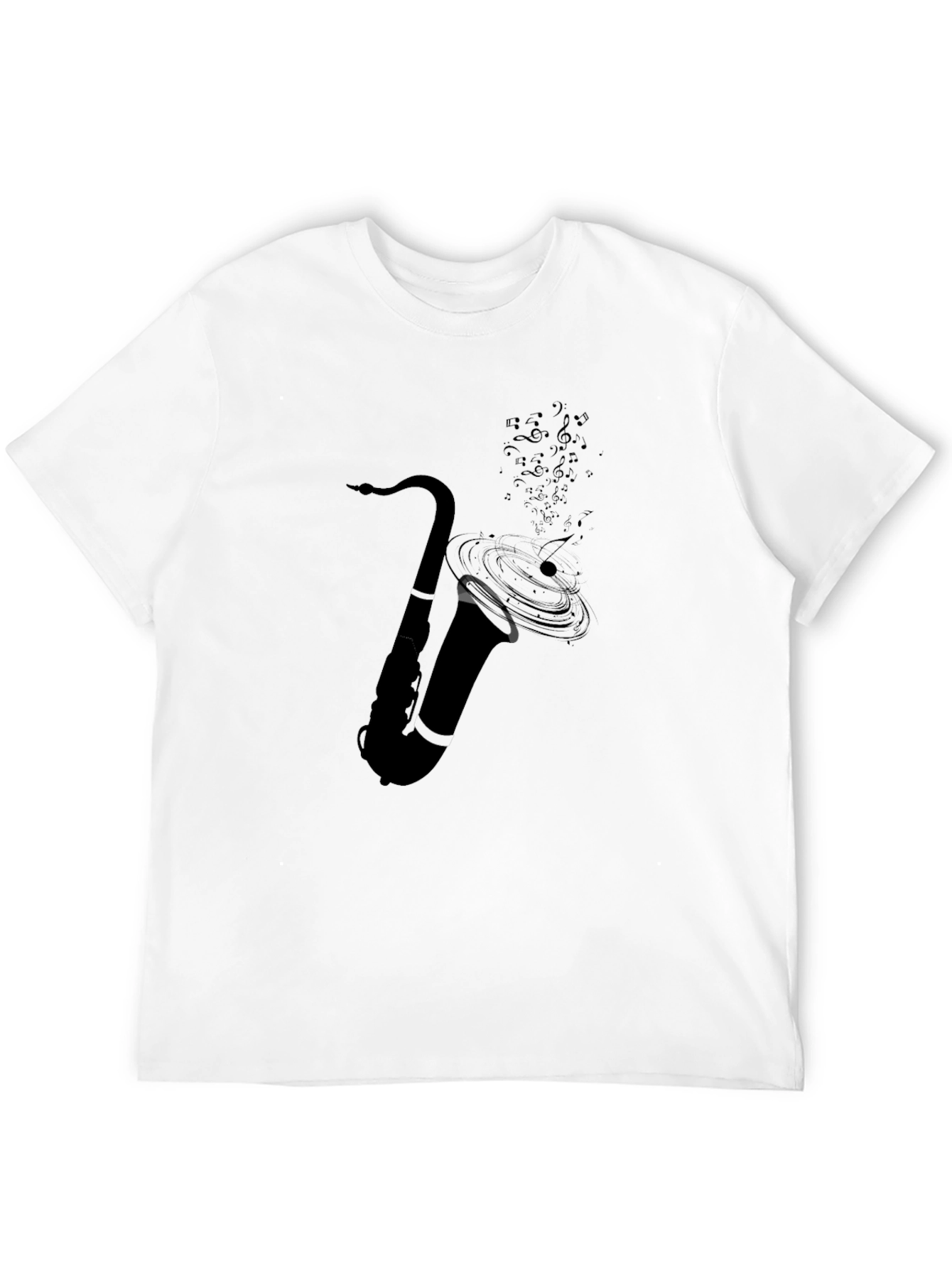 Saxophone Music Notes Graphic Tee - Black