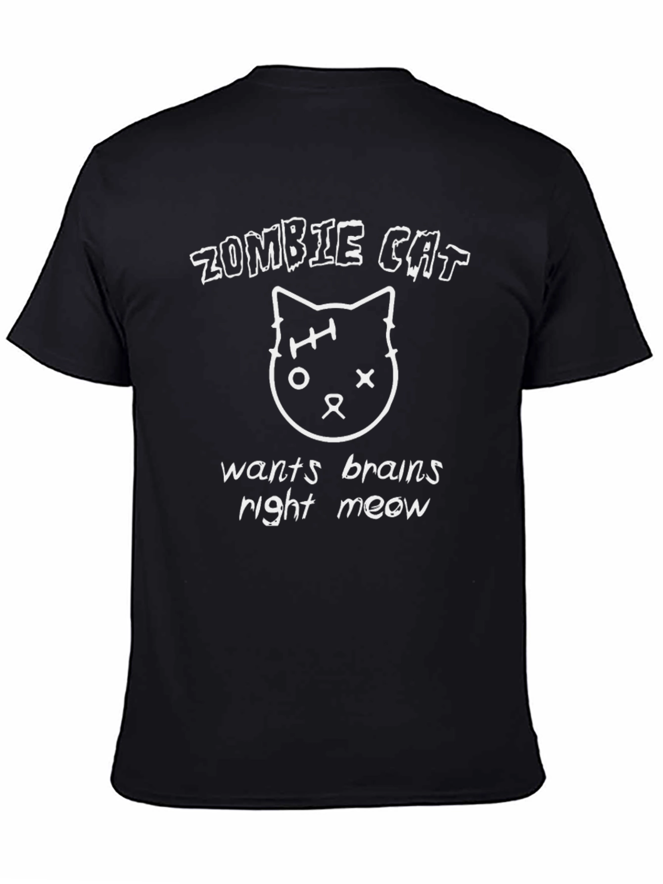 Zombie Cat Brains T-Shirt - Funny Halloween Tee