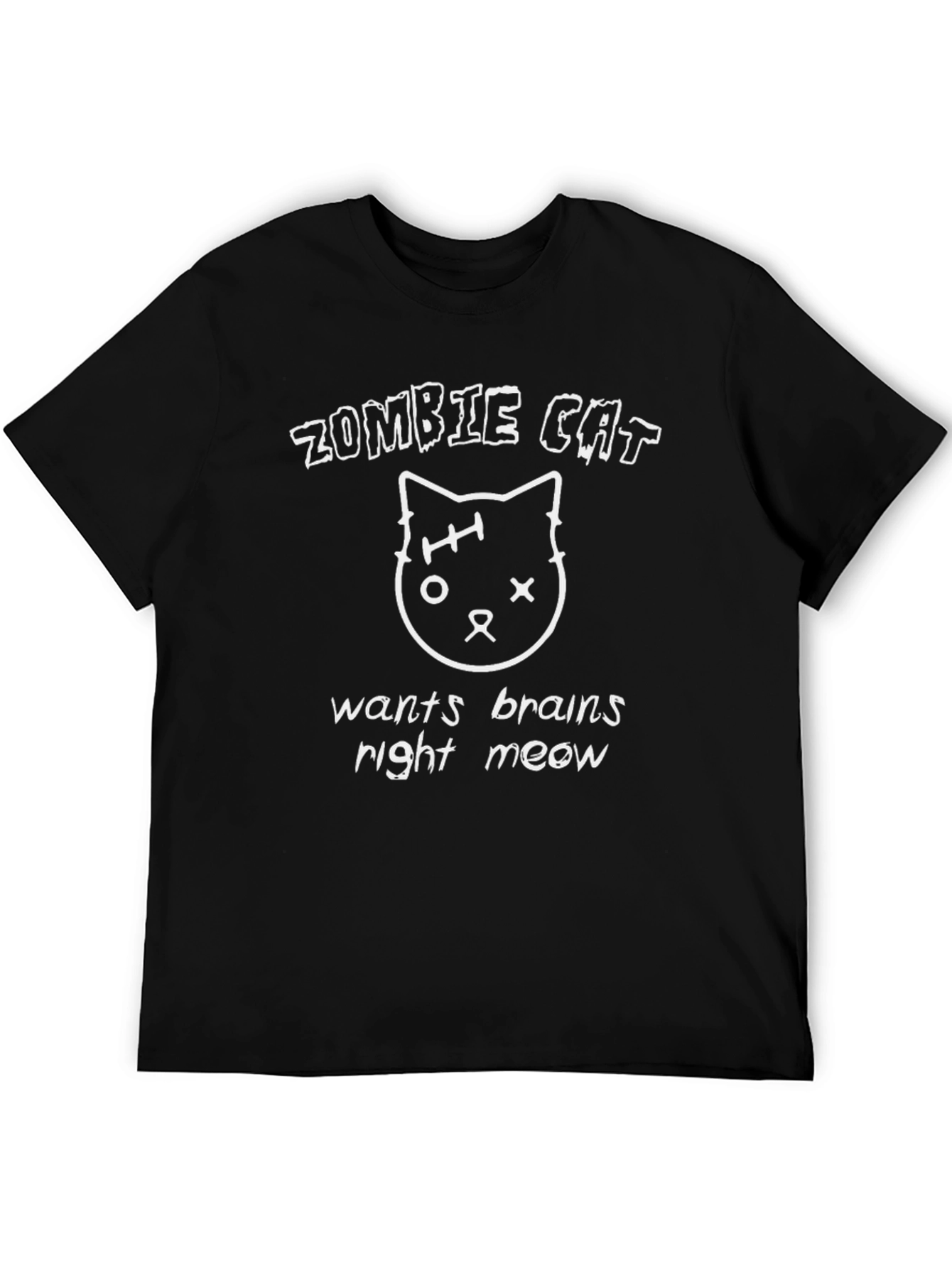 Zombie Cat Brains T-Shirt - Funny Halloween Tee