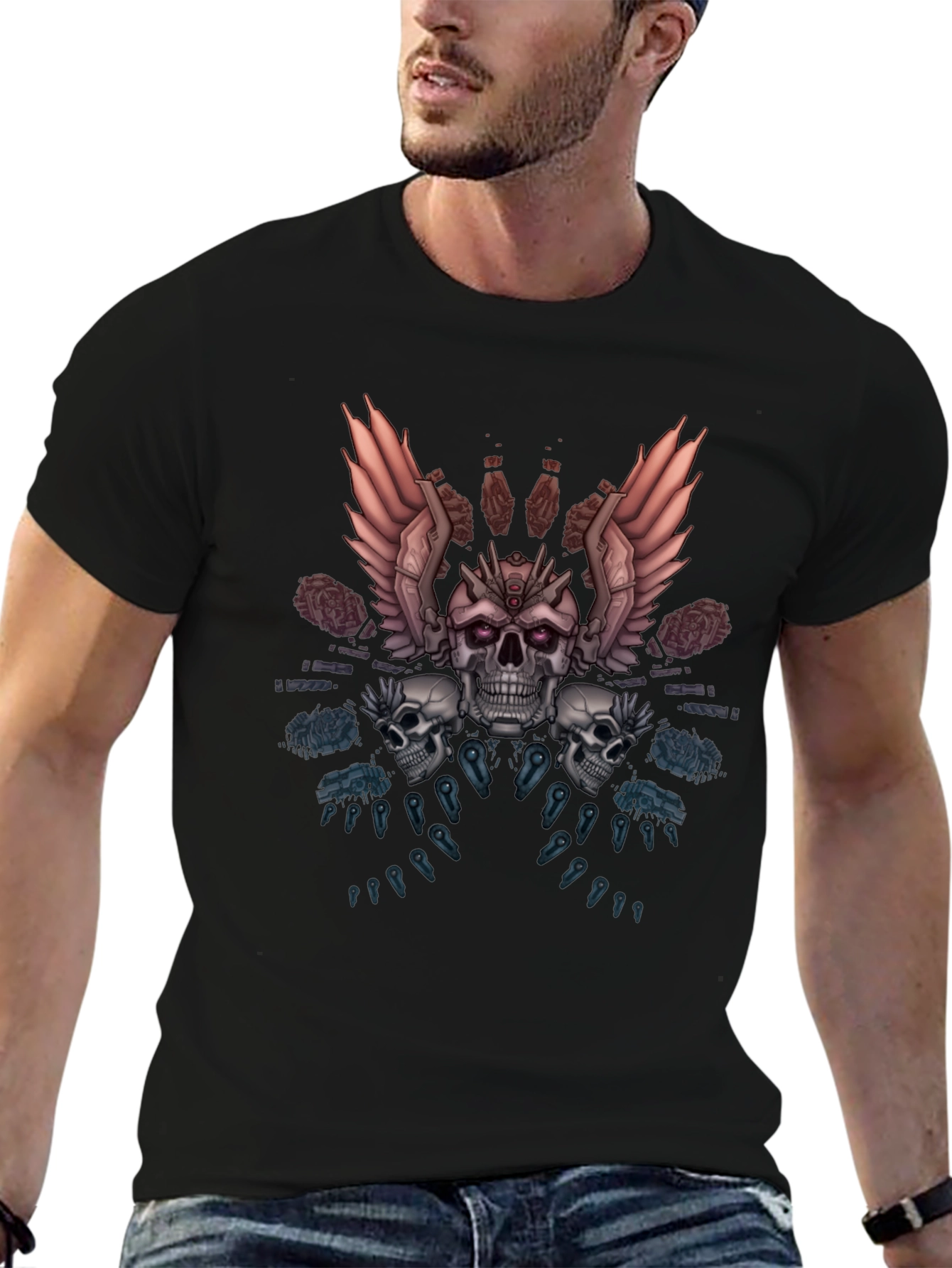 Skull & Wings Graphic Tee - Dark Fantasy Apparel