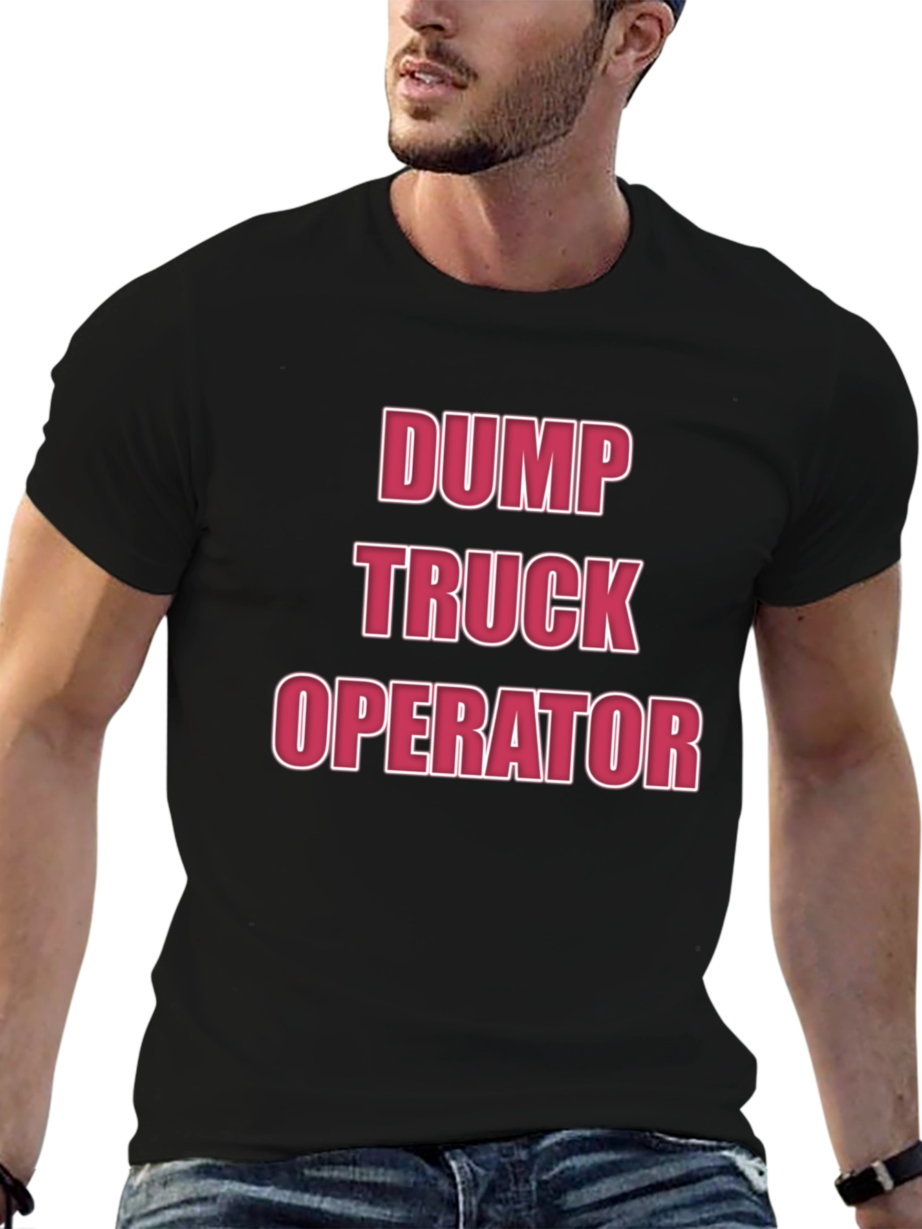 Dump Truck Operator T-Shirt - Black Crew Neck