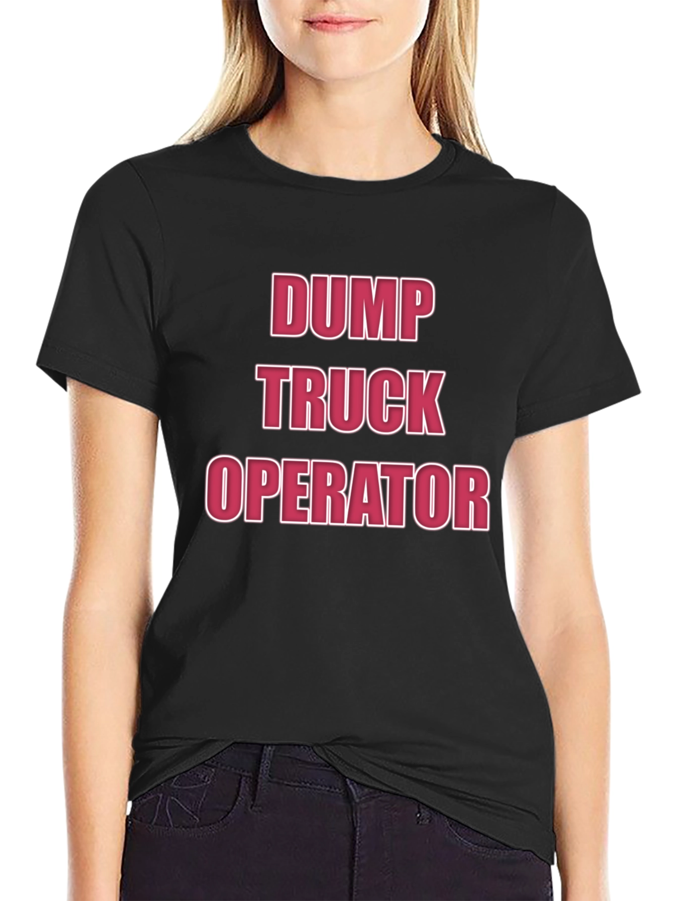 Dump Truck Operator T-Shirt - Black Crew Neck