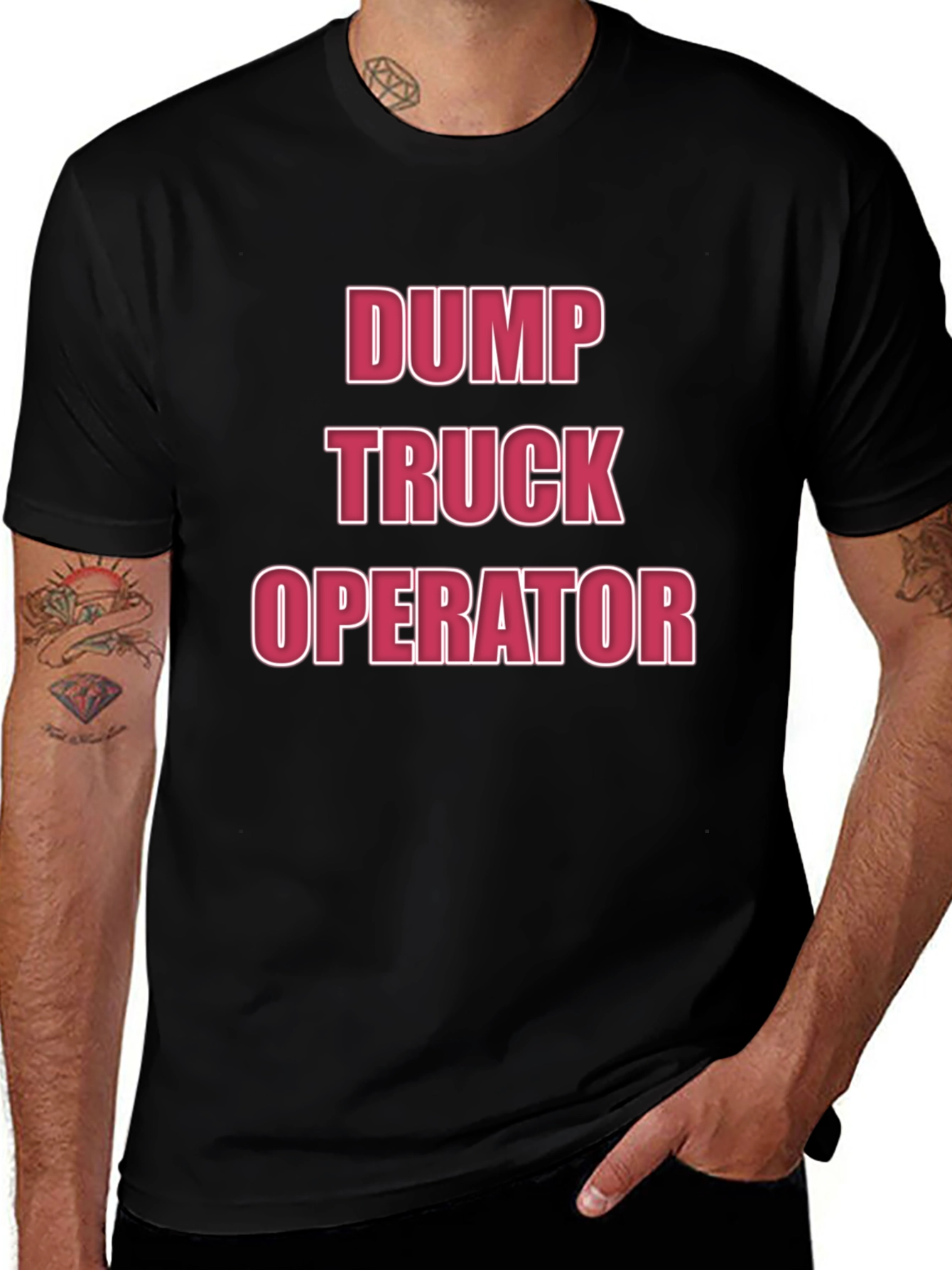 Dump Truck Operator T-Shirt - Black Crew Neck