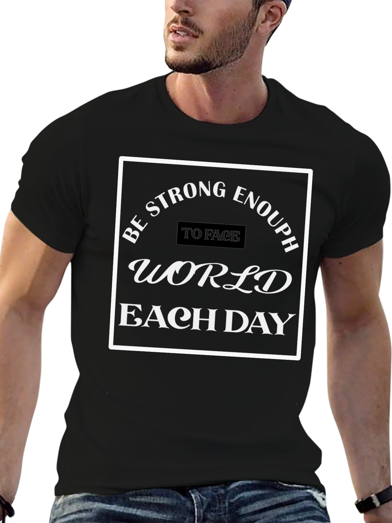 Be Strong Enough T-Shirt - Black Cotton Blend