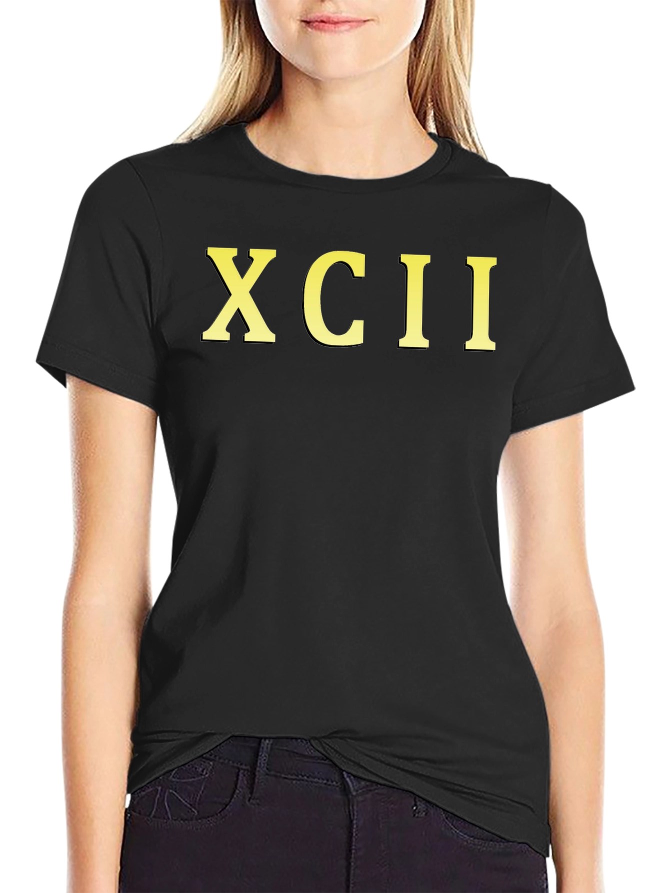 XCII Roman Numerals T-Shirt - Black