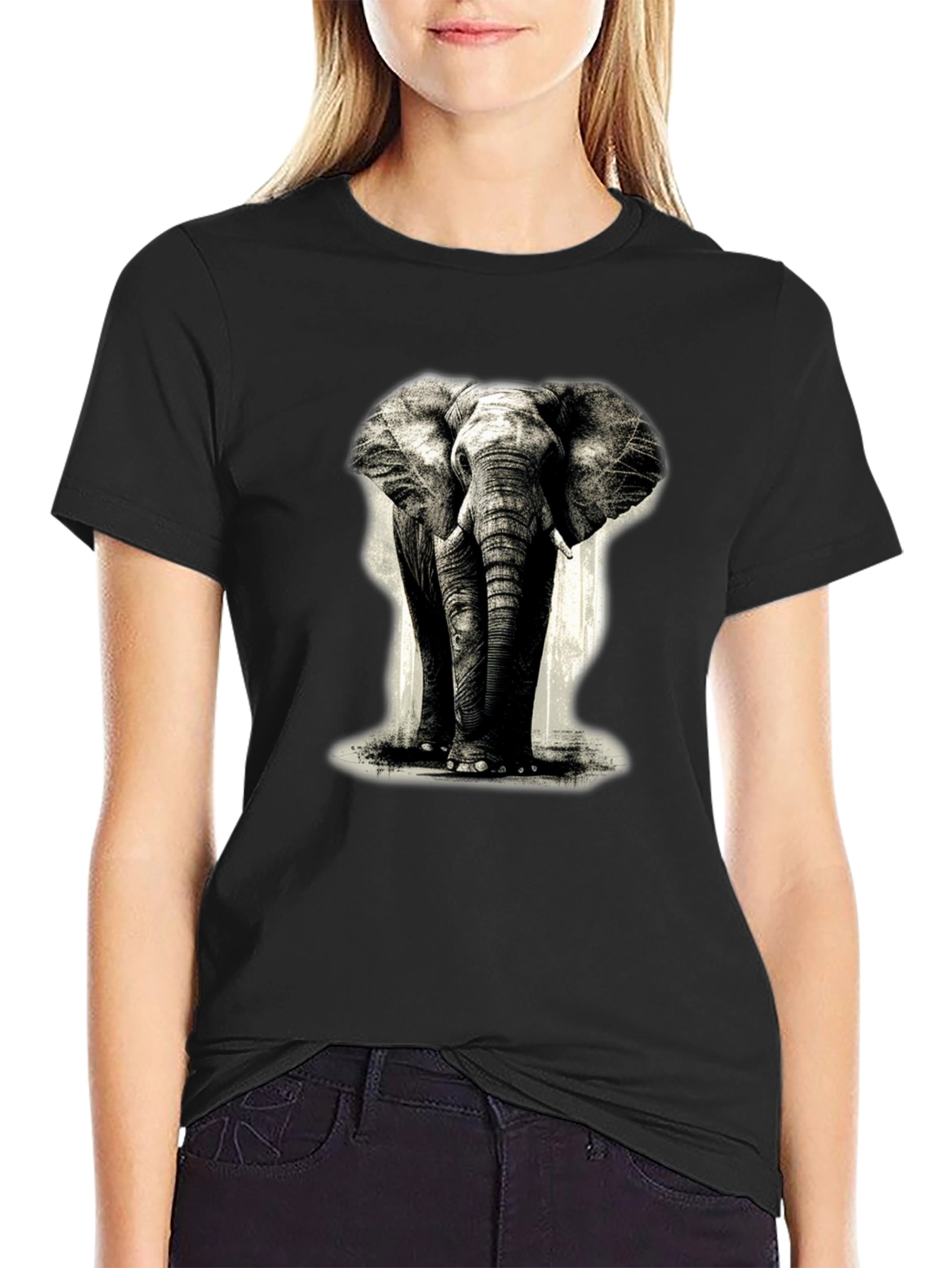 Elephant Graphic Black T-Shirt