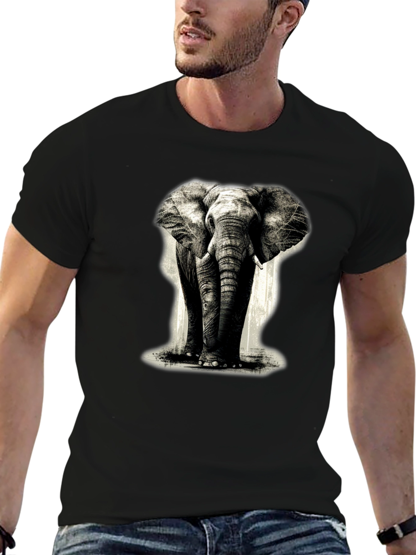 Elephant Graphic Black T-Shirt
