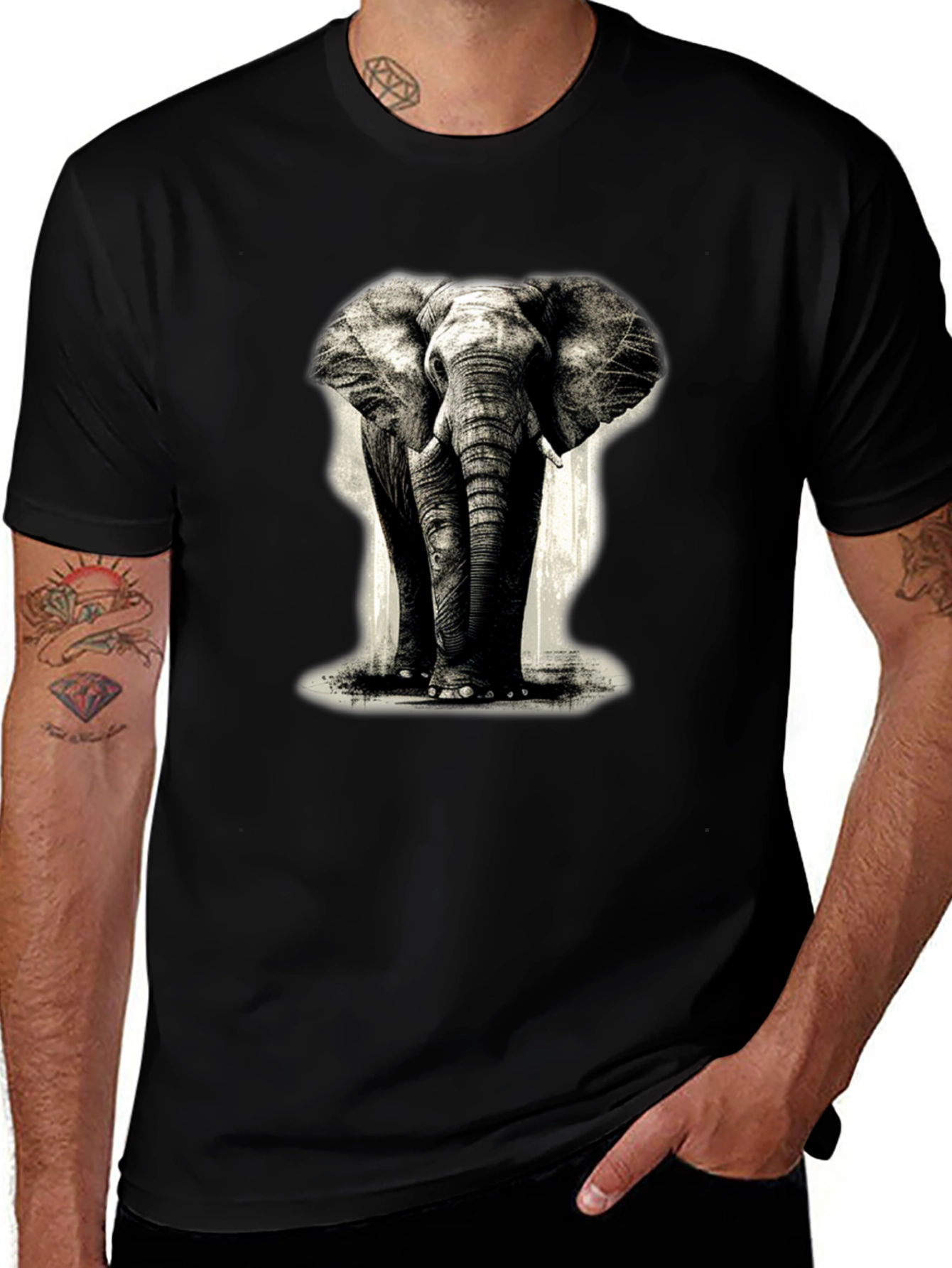 Elephant Graphic Black T-Shirt