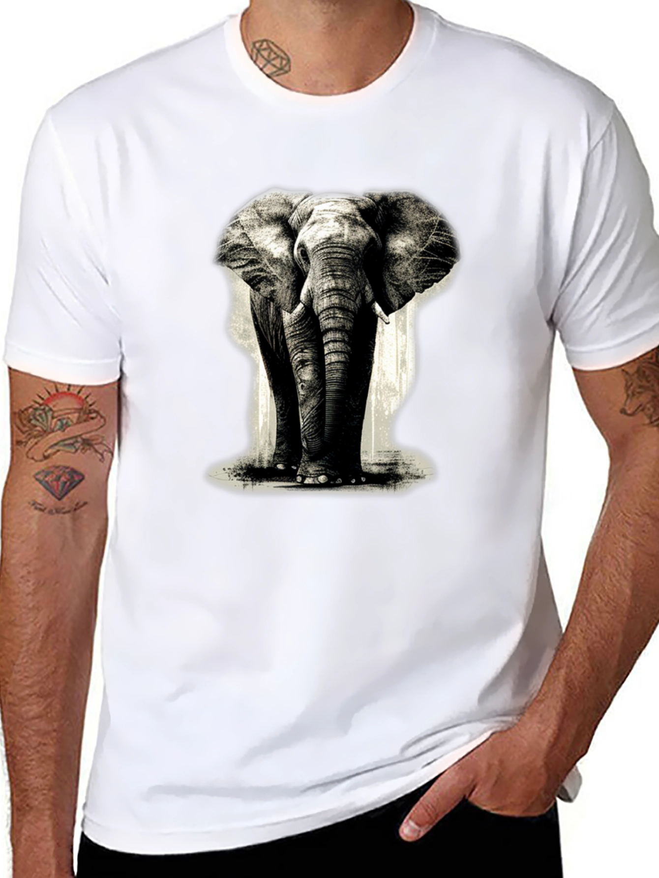 Elephant Graphic Black T-Shirt