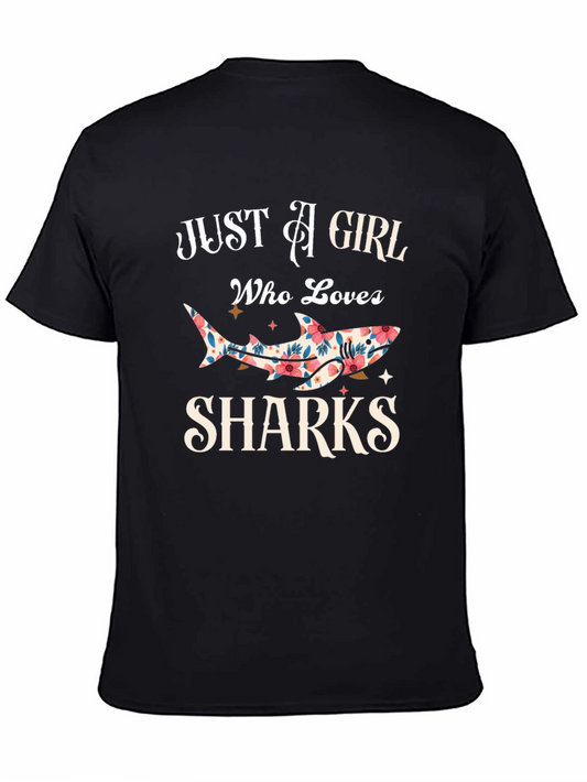 Floral Shark Lover T-Shirt - Just A Girl Who Loves Sharks