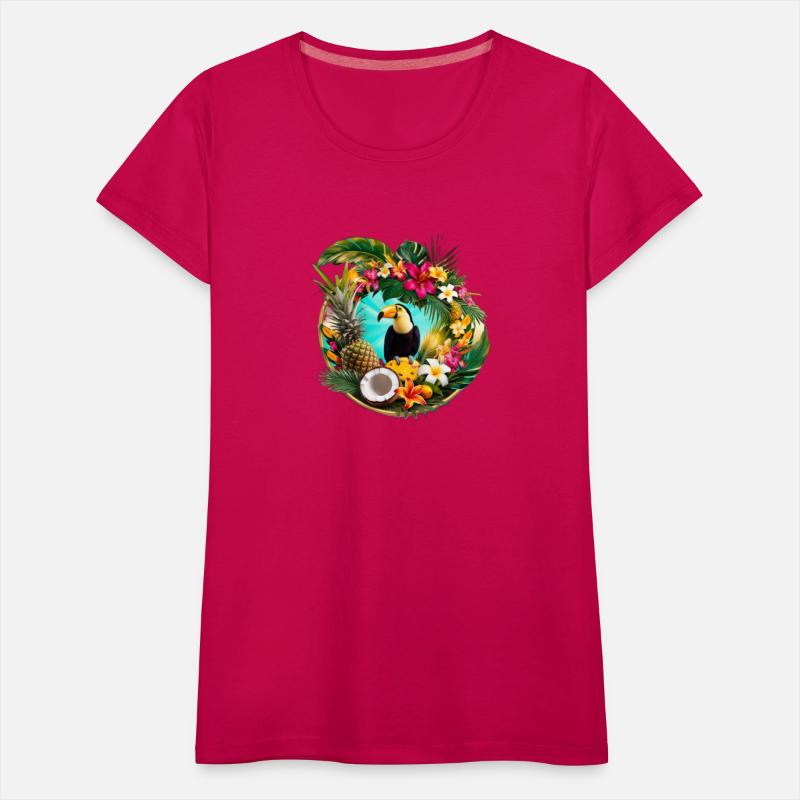 Tropical Paradise composed of fruits and a parrot