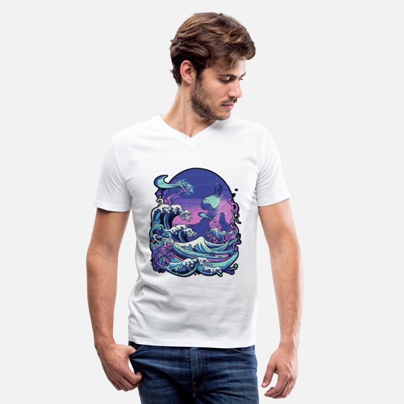 Tsunami wave japanese art, low colour palette