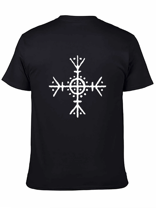 Vegvisir Compass Black Tee - Icelandic Rune Symbol Shirt