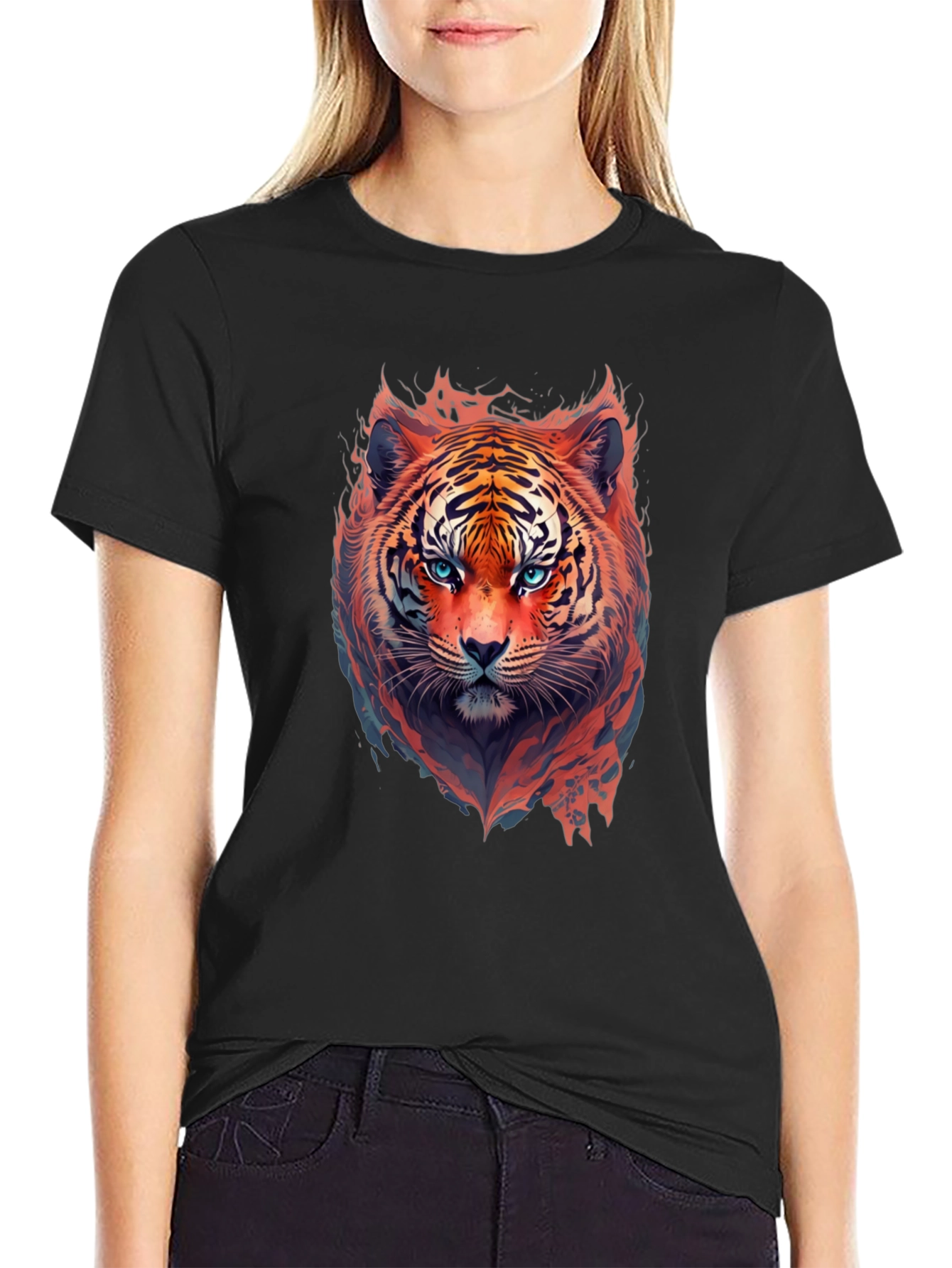 Fiery Tiger Graphic Tee - Bold Animal Print