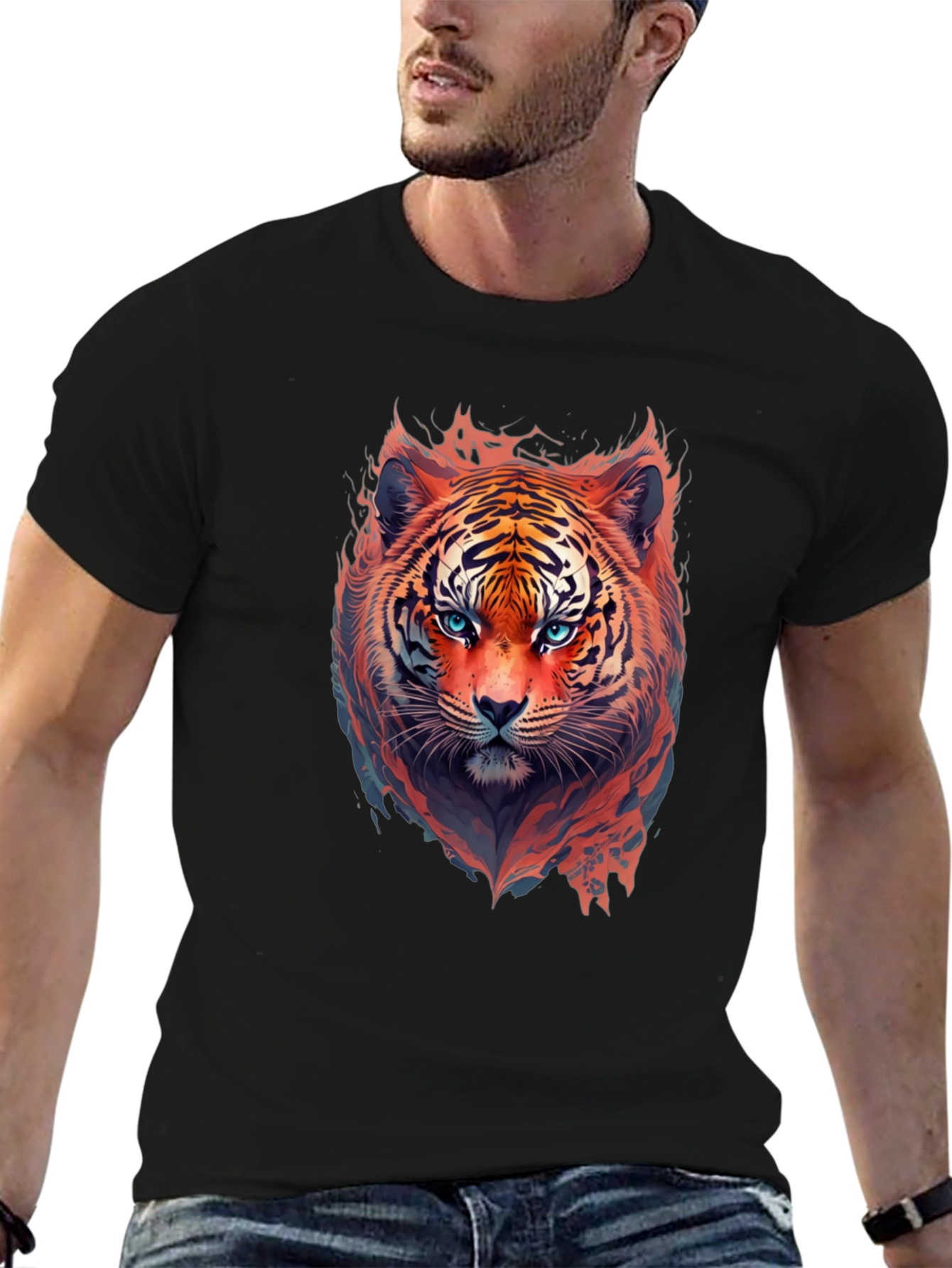 Fiery Tiger Graphic Tee - Bold Animal Print