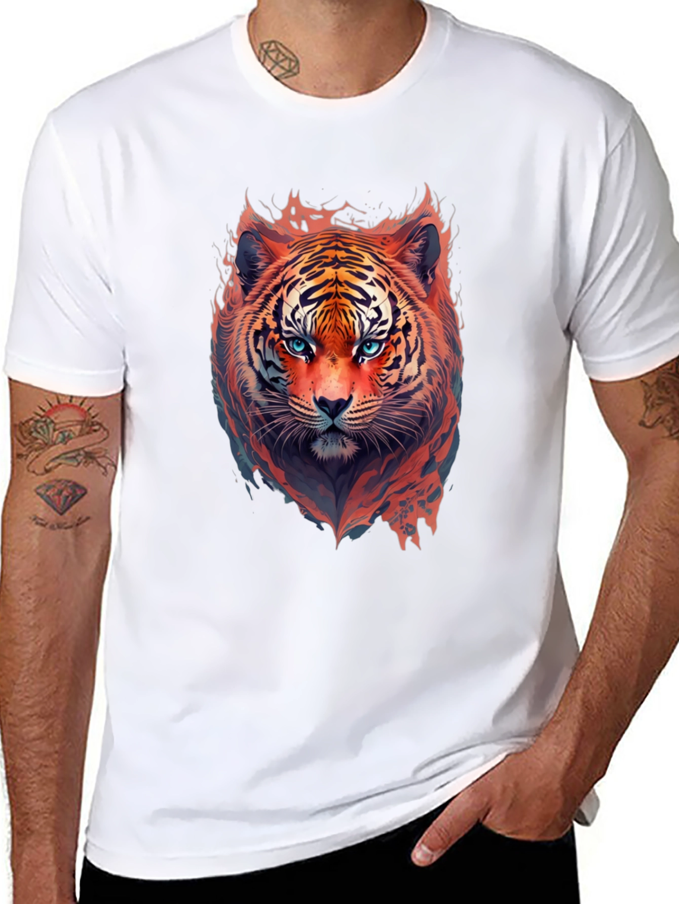 Fiery Tiger Graphic Tee - Bold Animal Print