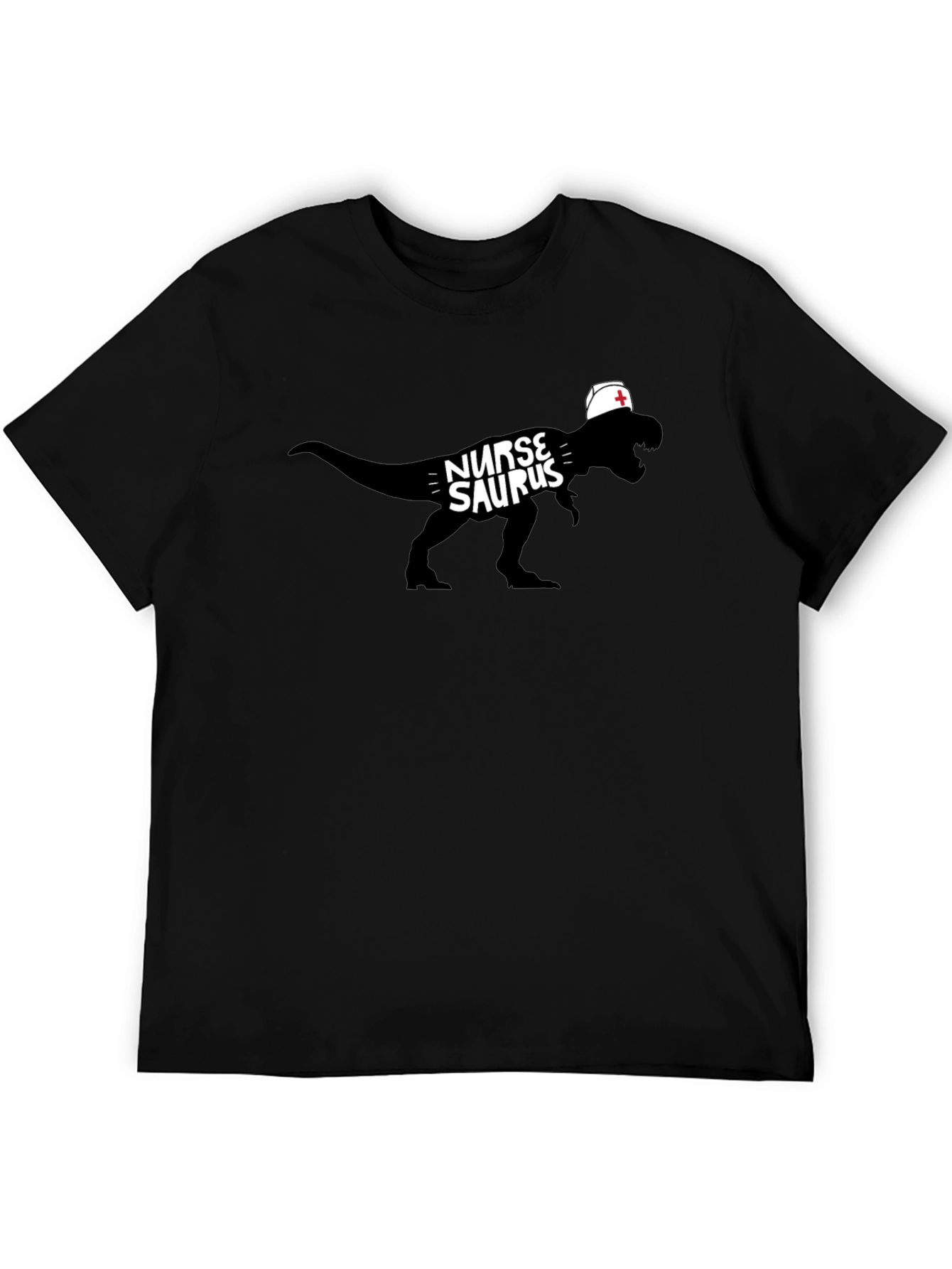 Nurse Dinosaur T-Shirt - Black Graphic Tee