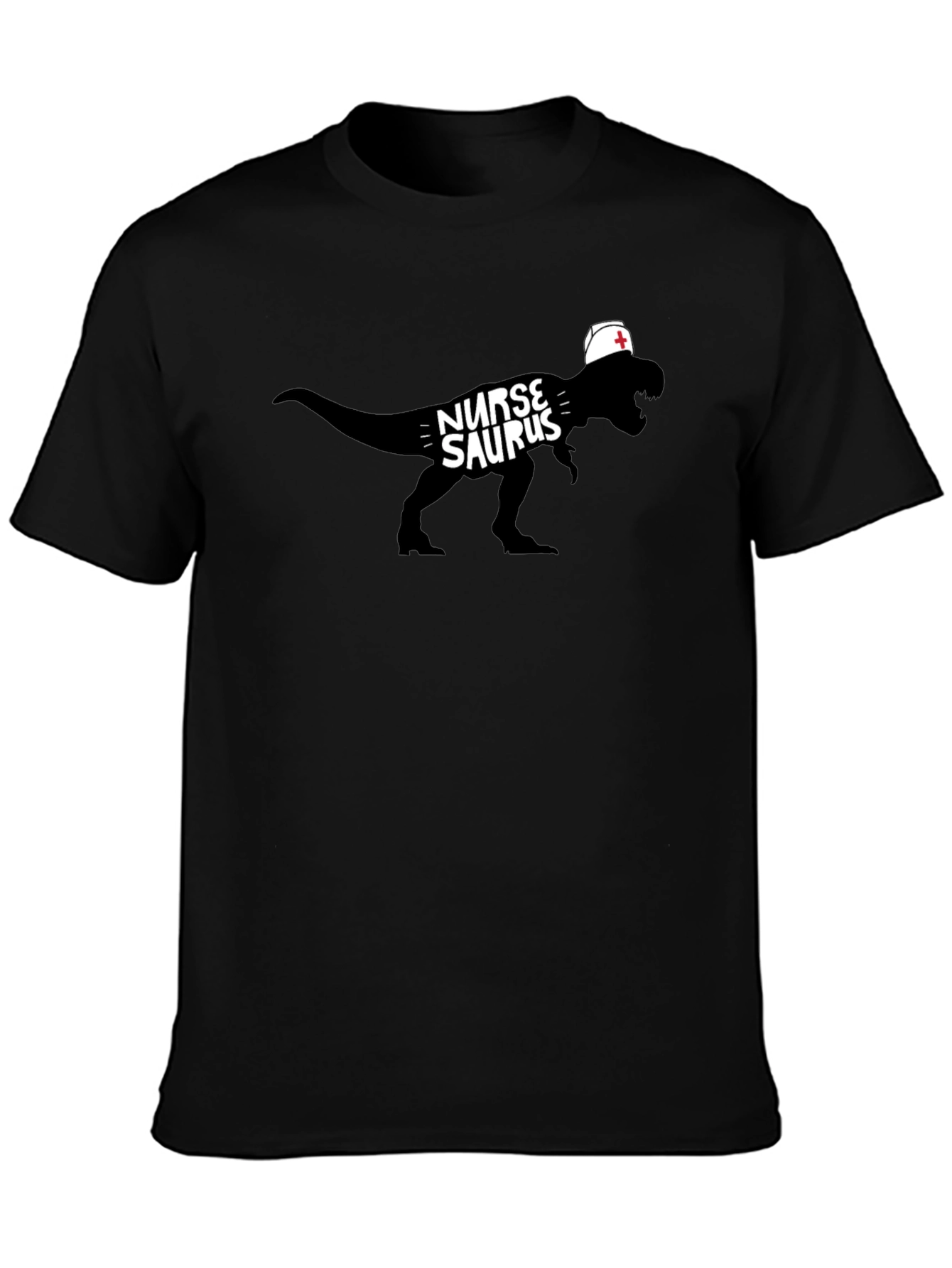 Nurse Dinosaur T-Shirt - Black Graphic Tee