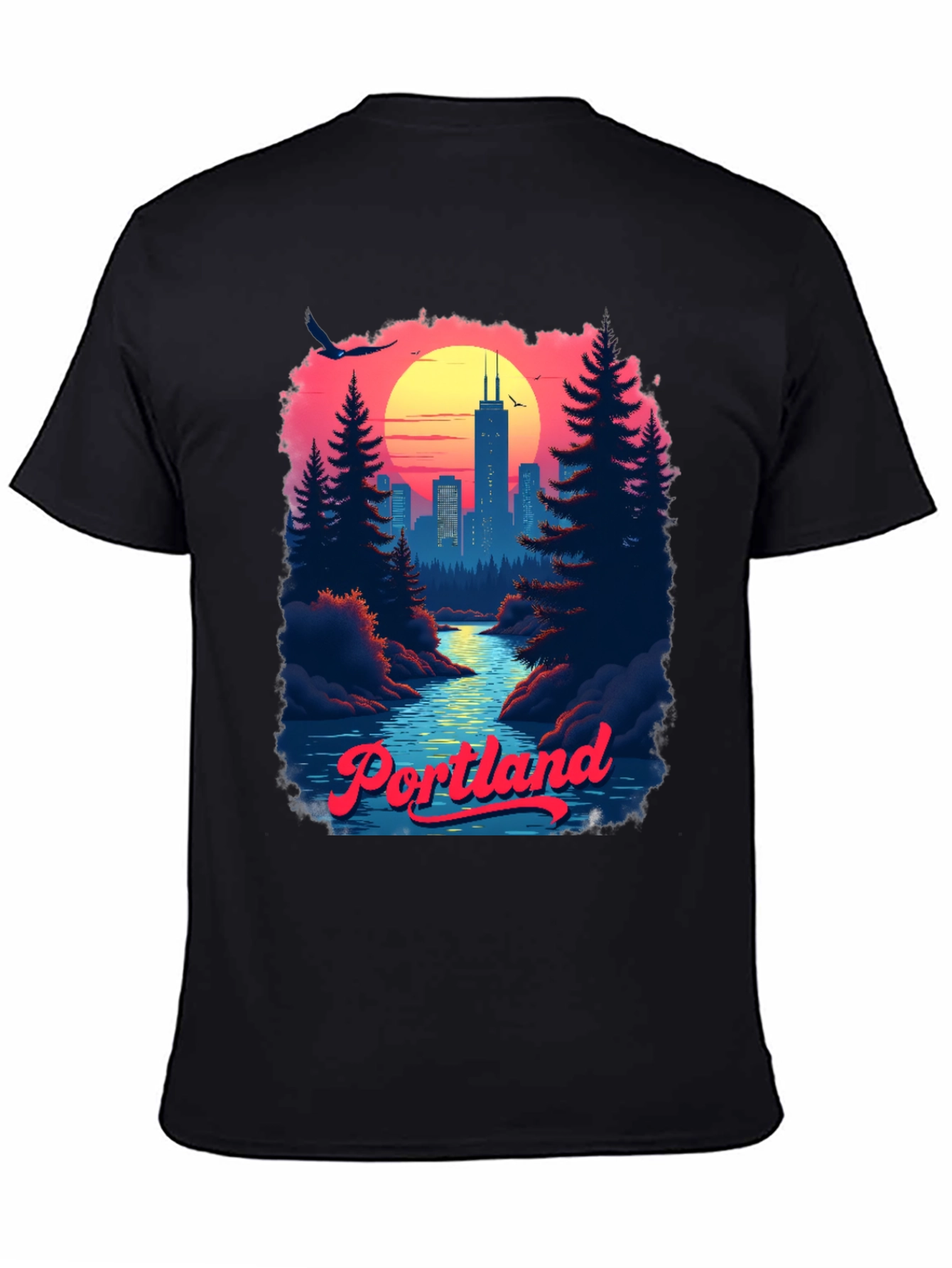 Retro Portland Cityscape Graphic T-Shirt