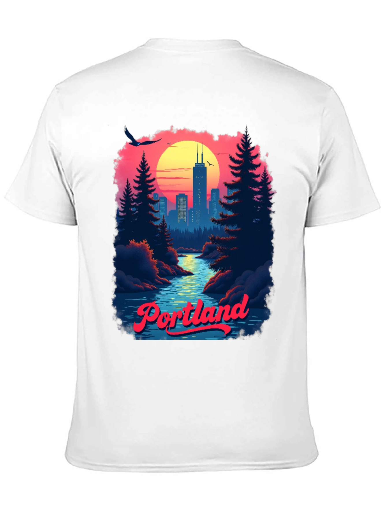 Retro Portland Cityscape Graphic T-Shirt